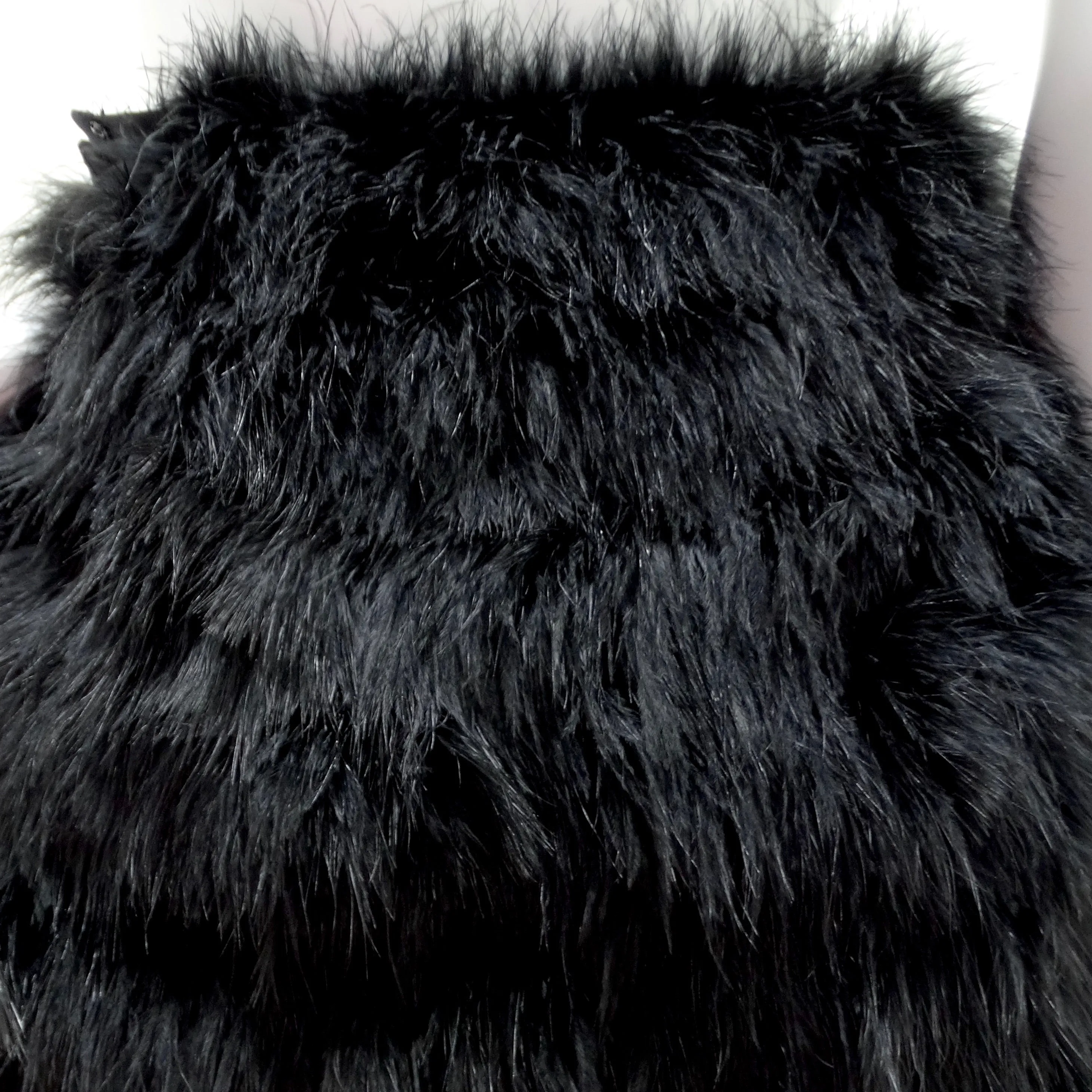1960s Saks Fifth Avenue Black Marabou Feather Midi Skirt