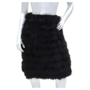 1960s Saks Fifth Avenue Black Marabou Feather Midi Skirt