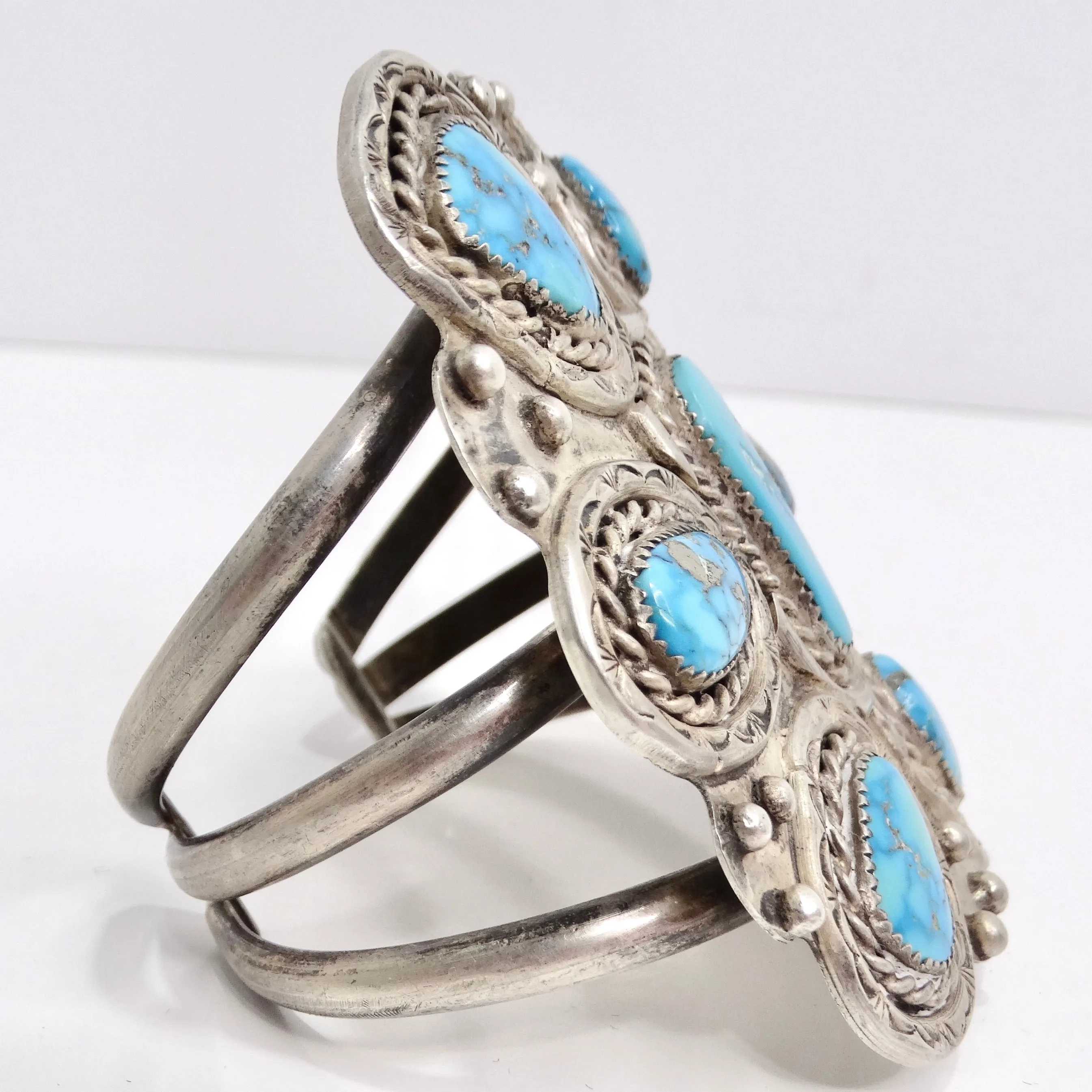 1970s Silver Turquoise Cuff Bracelet