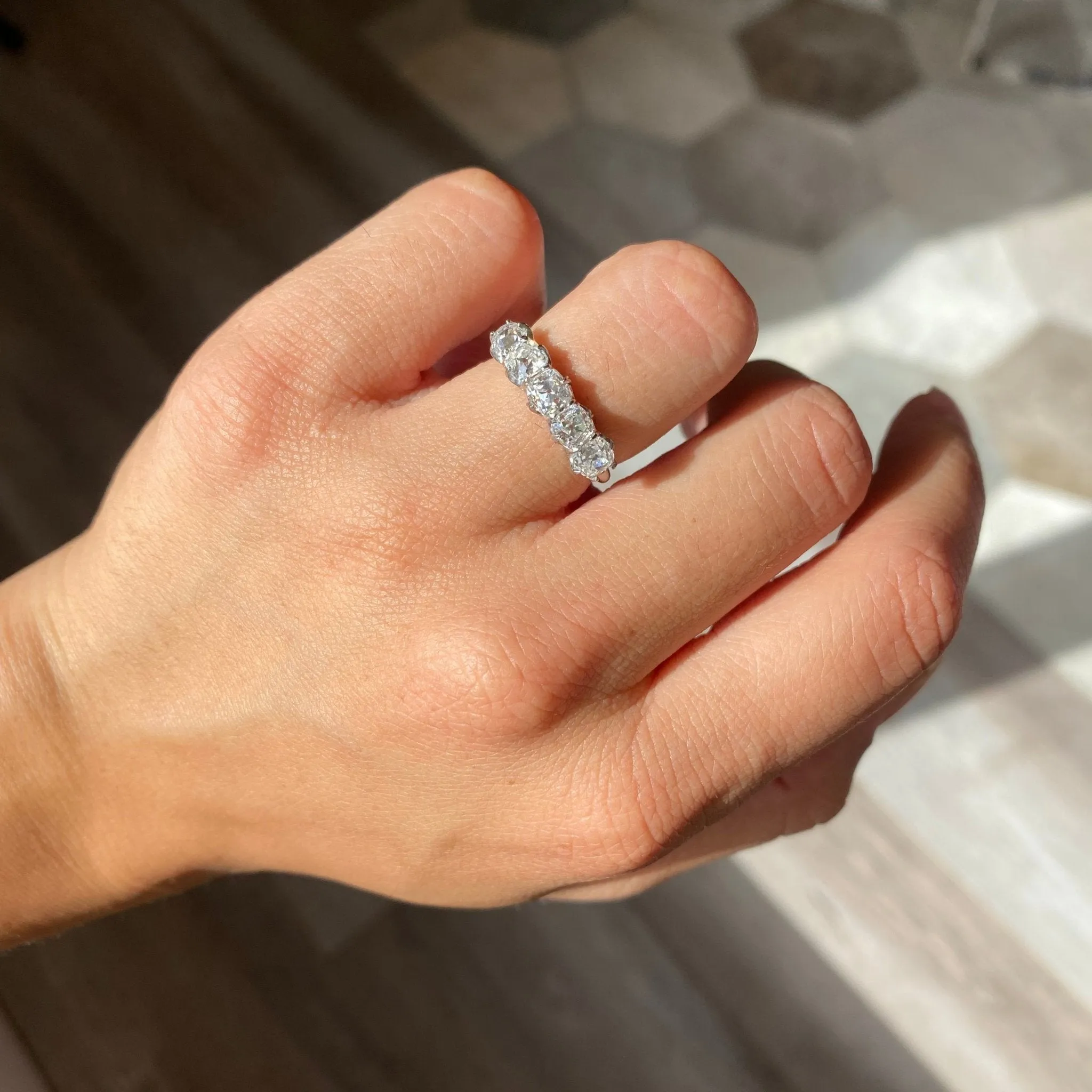 1.99ctw Old Mine Cut Diamond 5-Stone Band