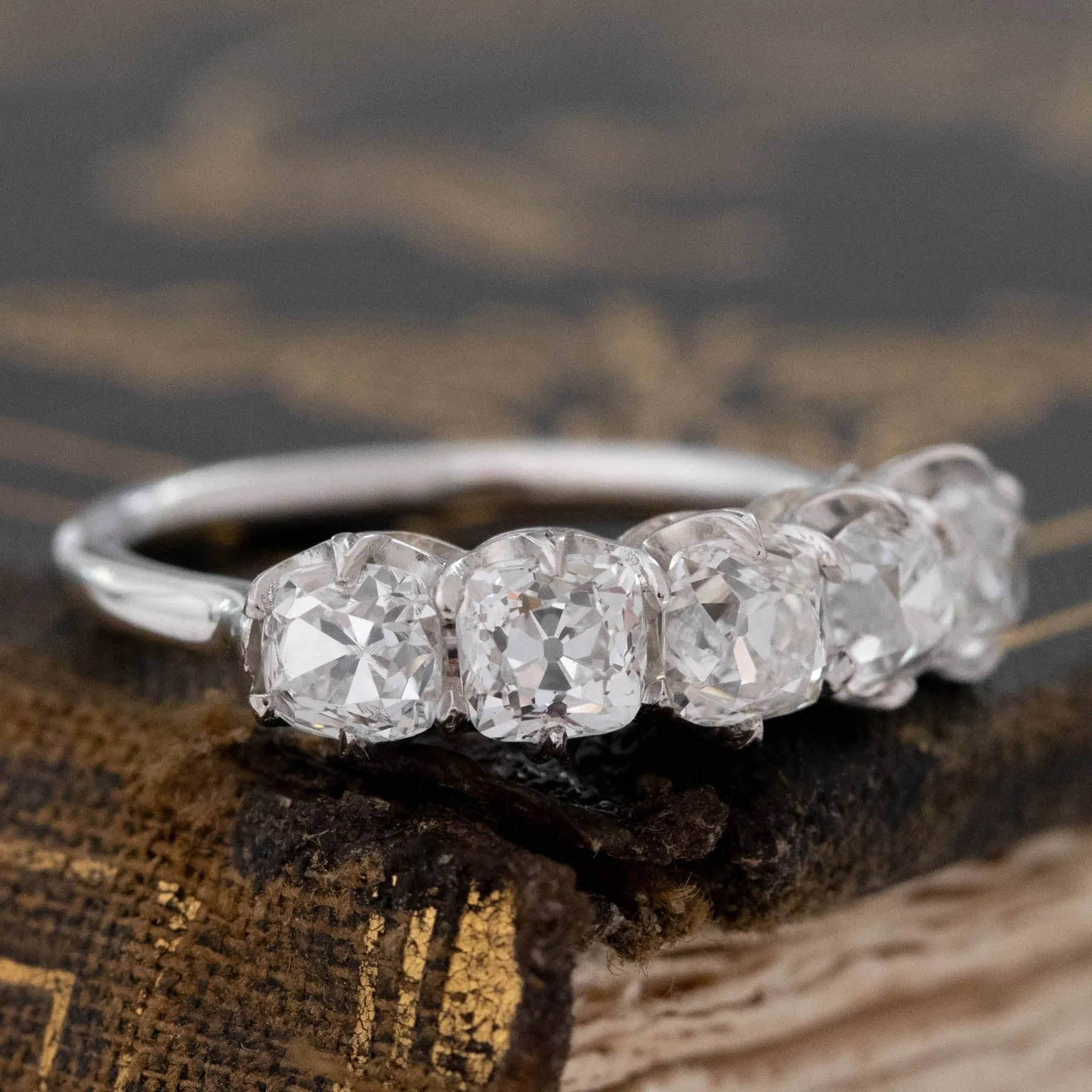 1.99ctw Old Mine Cut Diamond 5-Stone Band