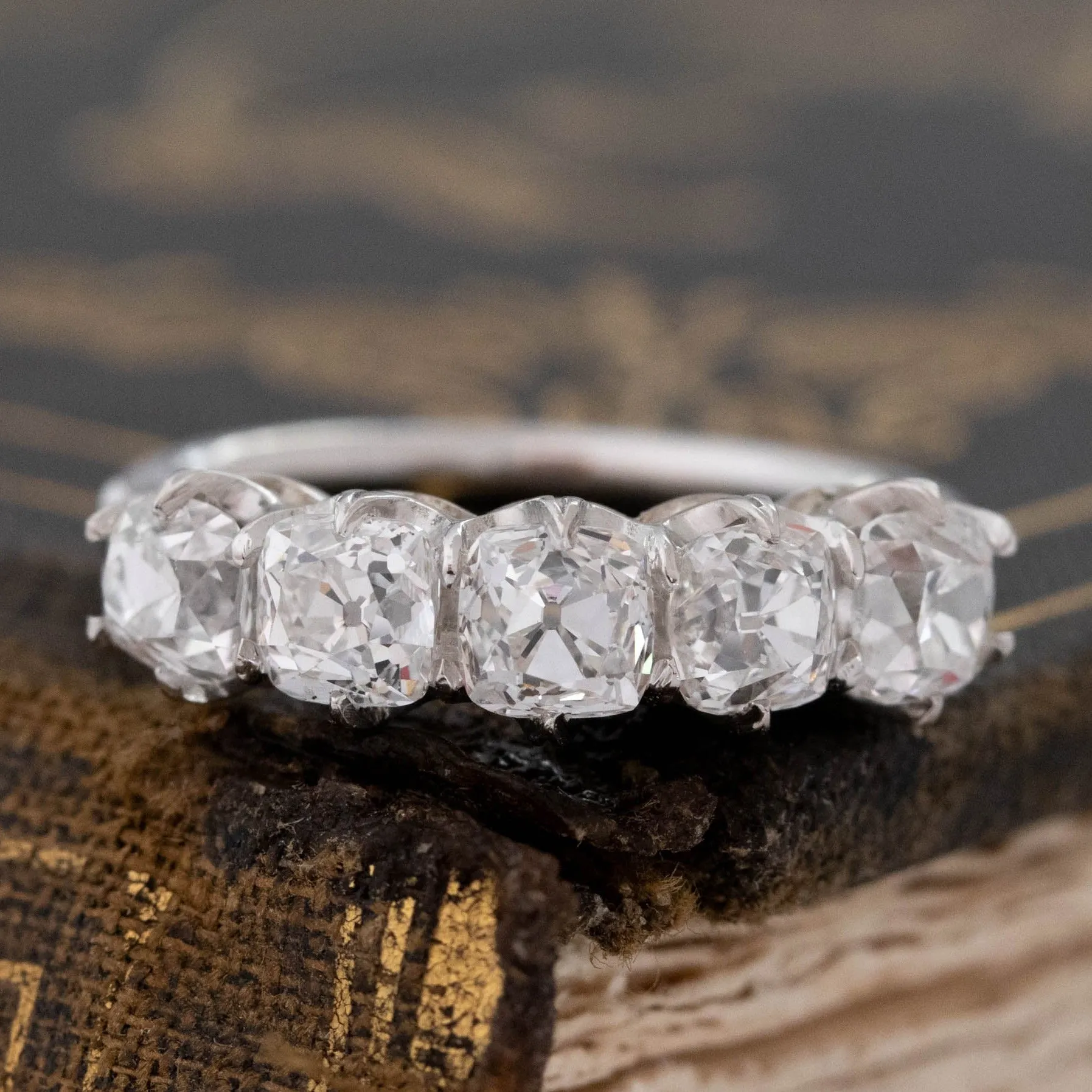1.99ctw Old Mine Cut Diamond 5-Stone Band