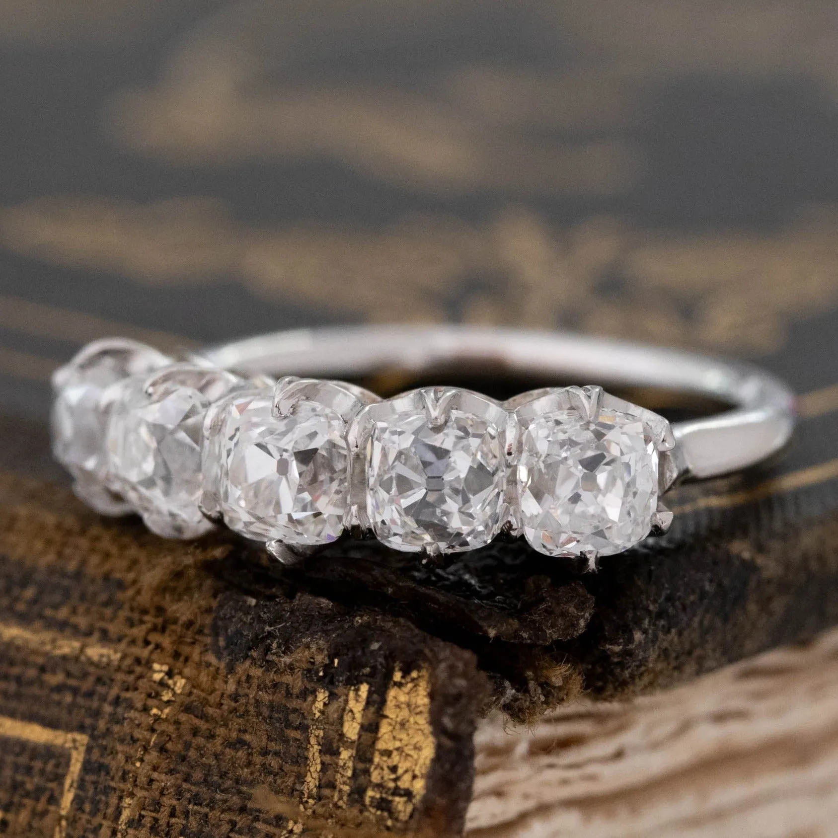 1.99ctw Old Mine Cut Diamond 5-Stone Band
