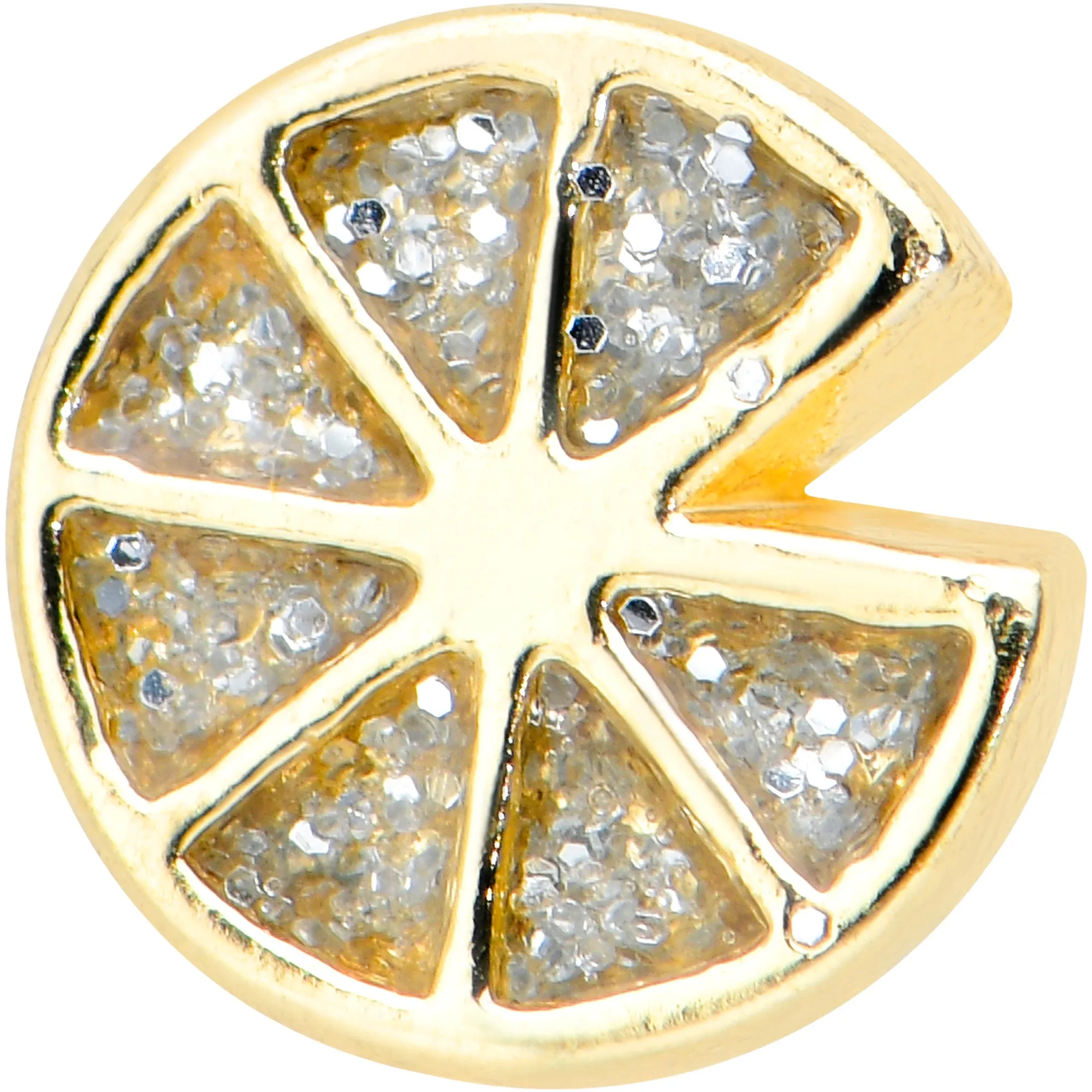 20 Gauge 1/4 Clear Gem Gold Tone Orange Tasty Fruit Nose Bone