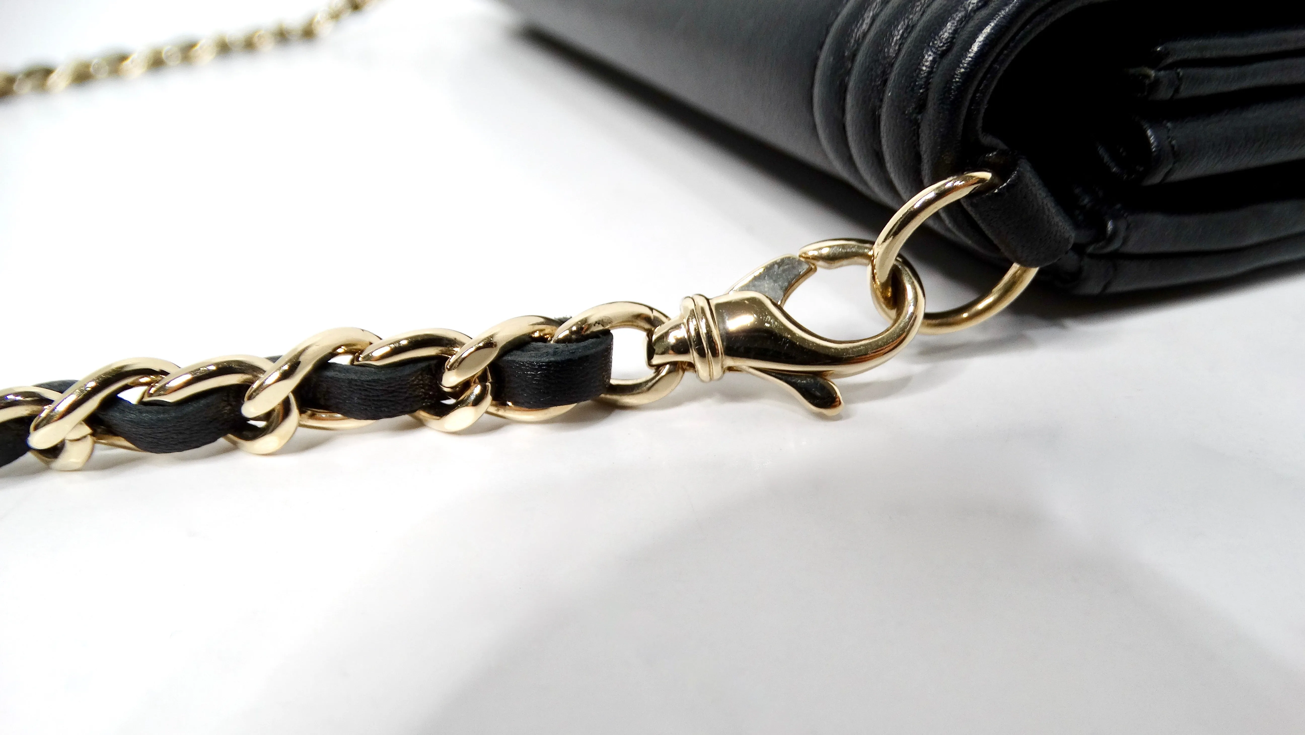 2015 Chanel Two-Toned Metallic Lambskin Boy Clutch With Chain