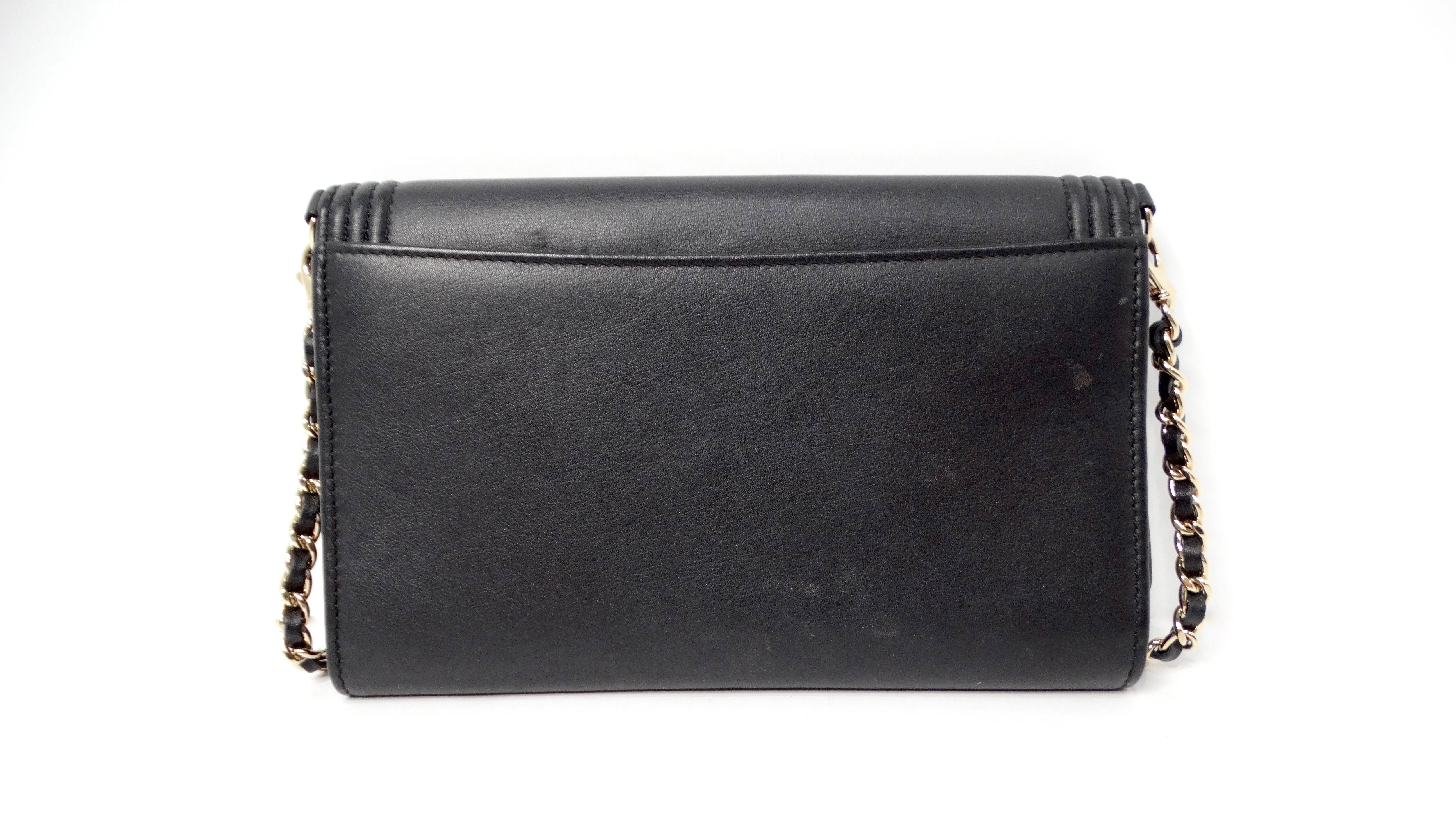 2015 Chanel Two-Toned Metallic Lambskin Boy Clutch With Chain