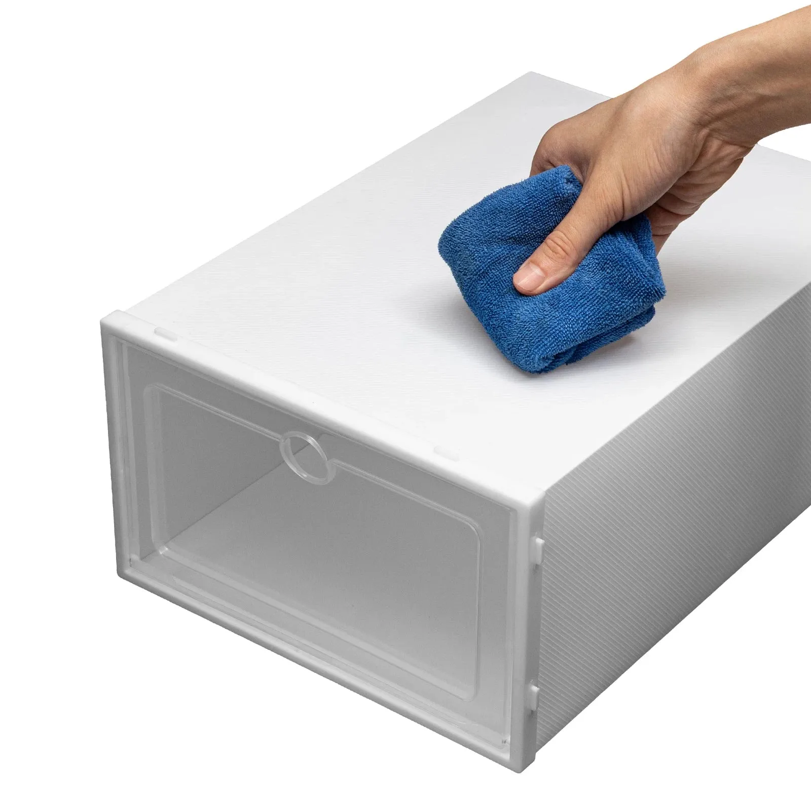 20/24 PCS White Shoe Box Organizer Foldable Storage Plastic Clear Box Stackable