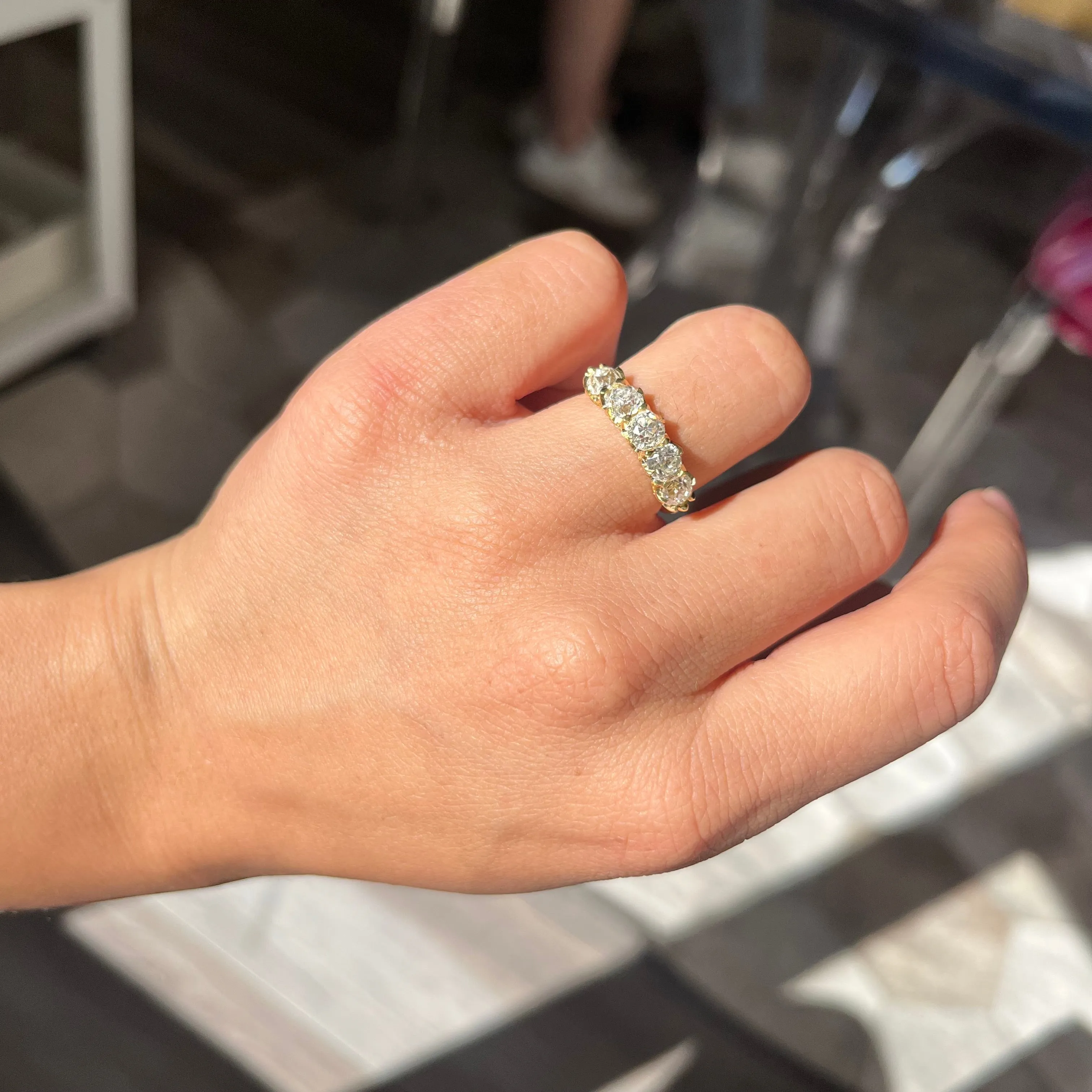 2.07ctw Old Mine Cut Diamond 5-Stone Band