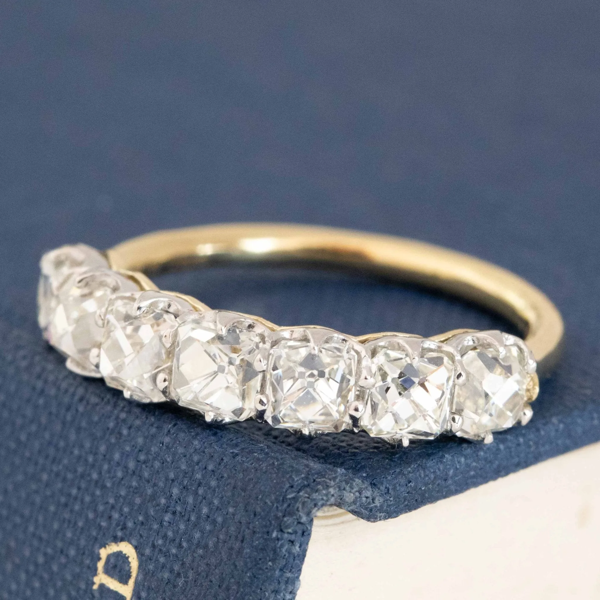 2.07ctw Old Mine Cut Diamond 7-Stone Half-Hoop Band