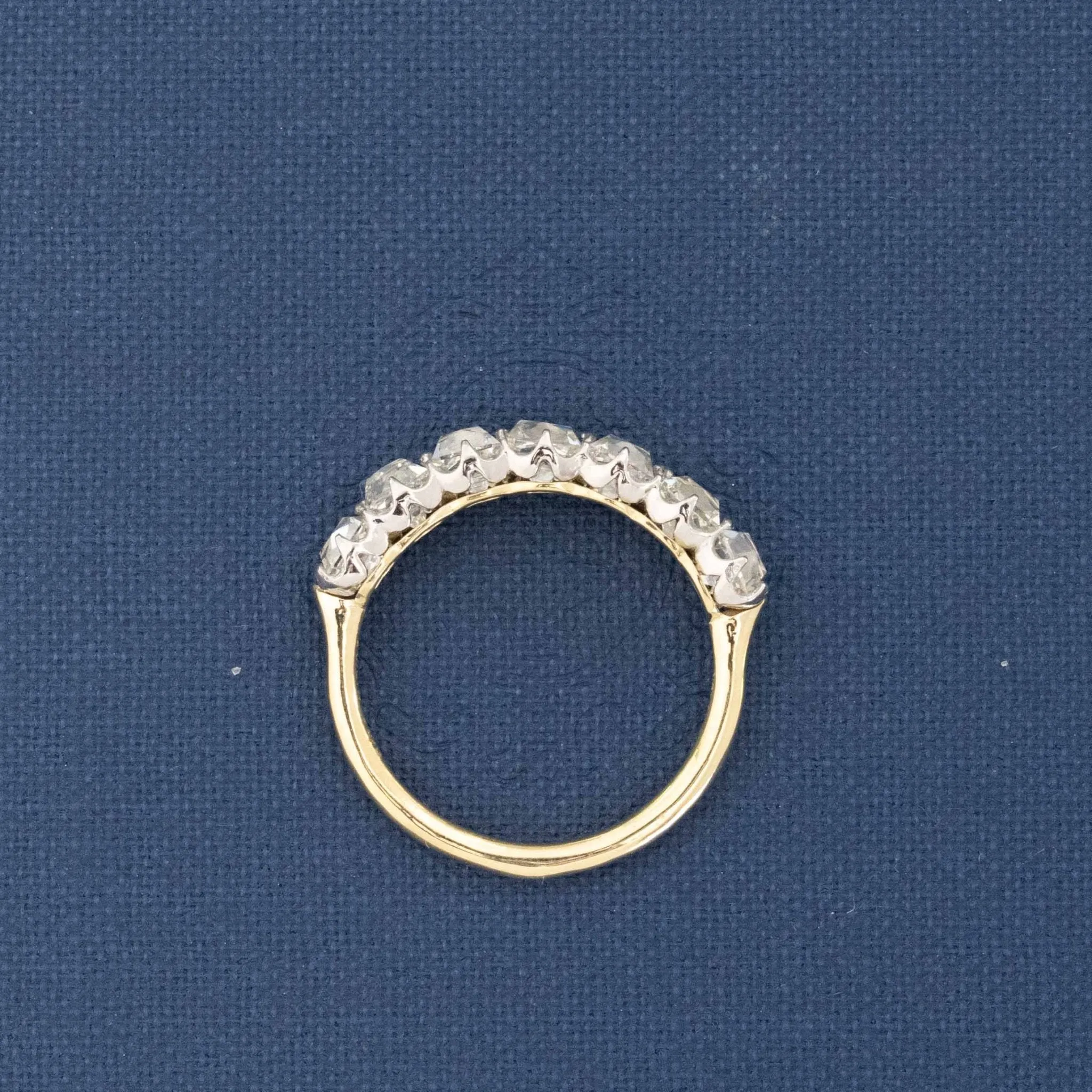 2.07ctw Old Mine Cut Diamond 7-Stone Half-Hoop Band