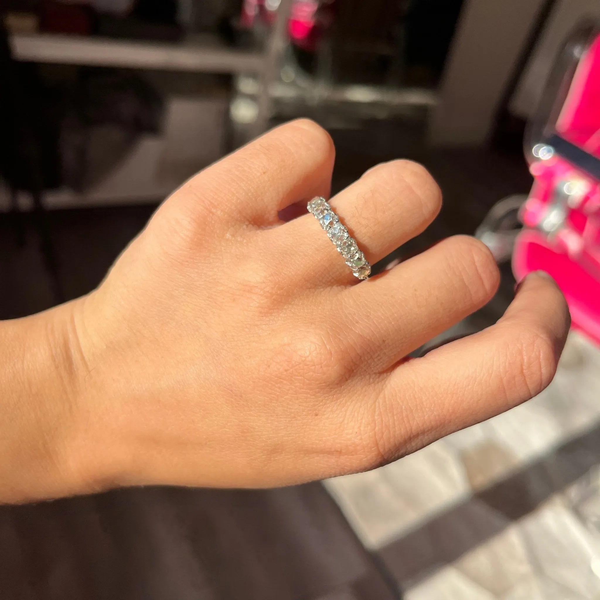 2.07ctw Old Mine Cut Diamond 7-Stone Half-Hoop Band
