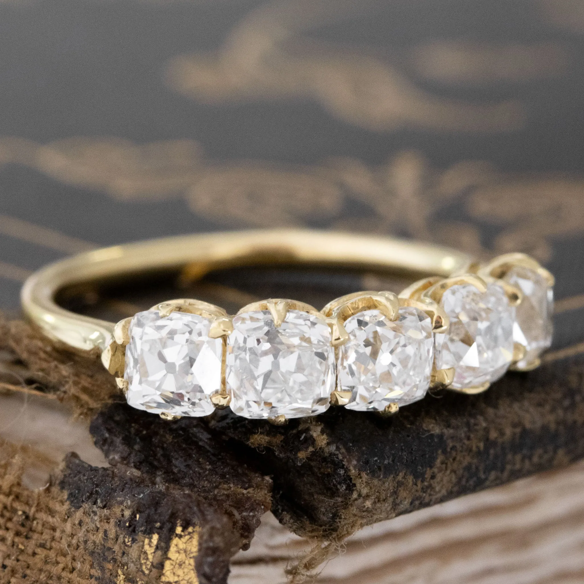2.08ctw Old Mine Cut Diamond 5-Stone Band