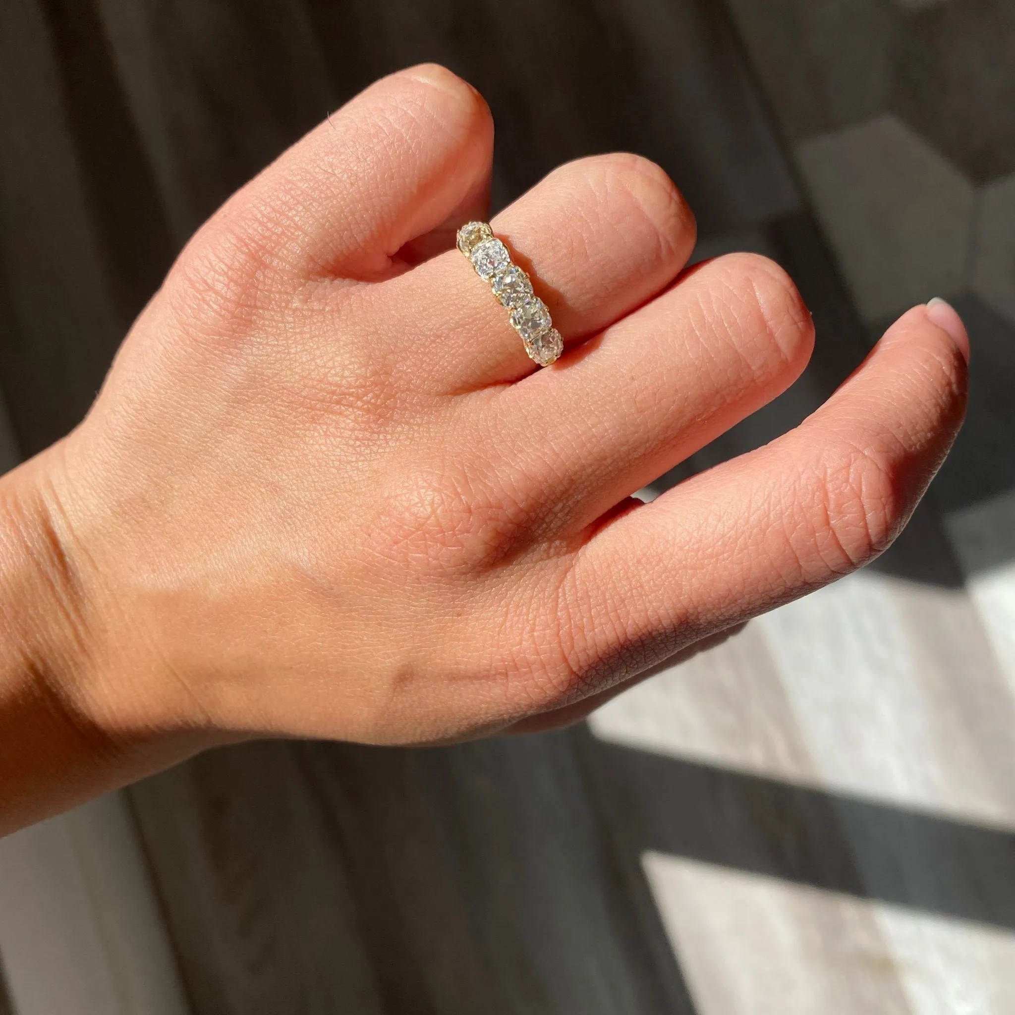 2.08ctw Old Mine Cut Diamond 5-Stone Band