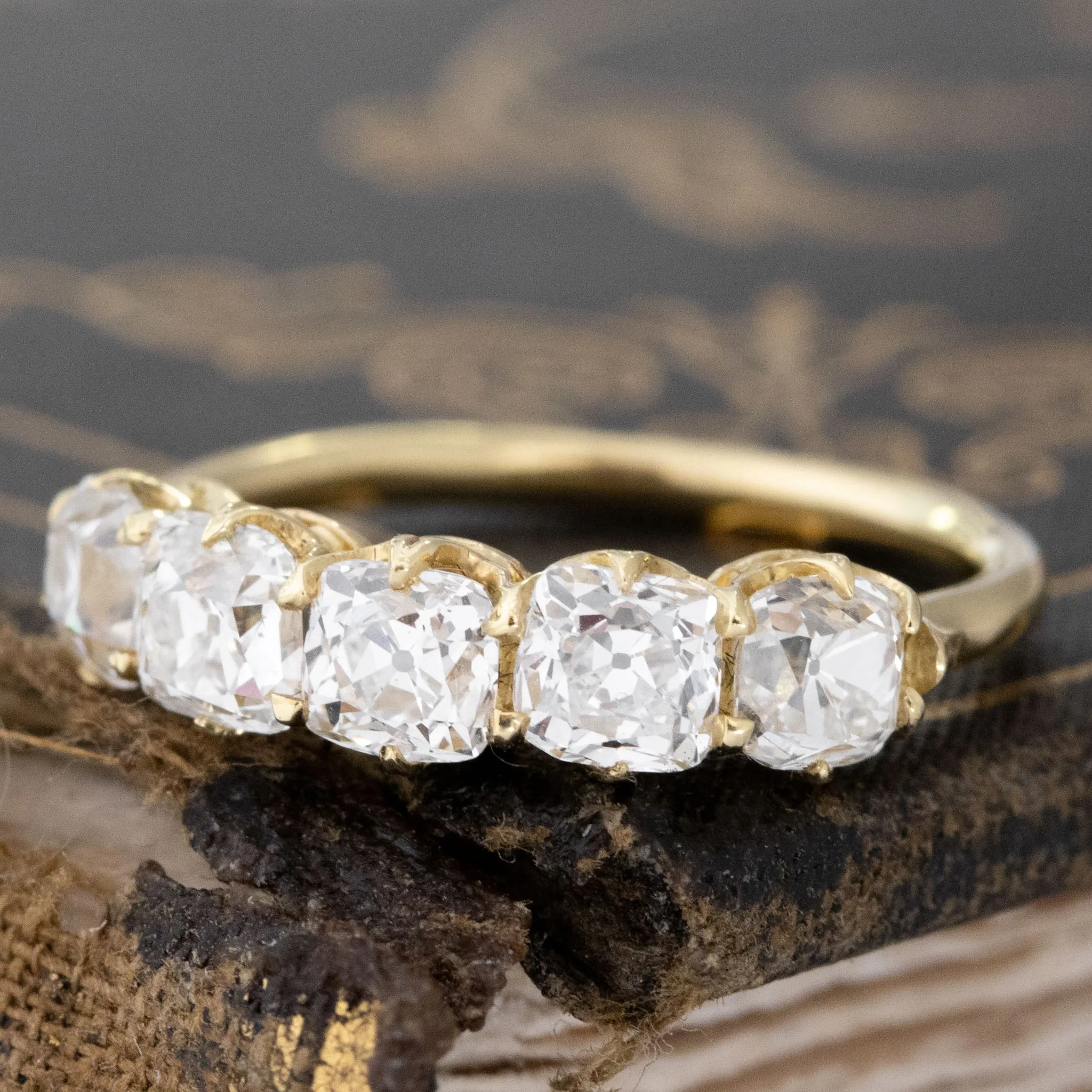 2.08ctw Old Mine Cut Diamond 5-Stone Band