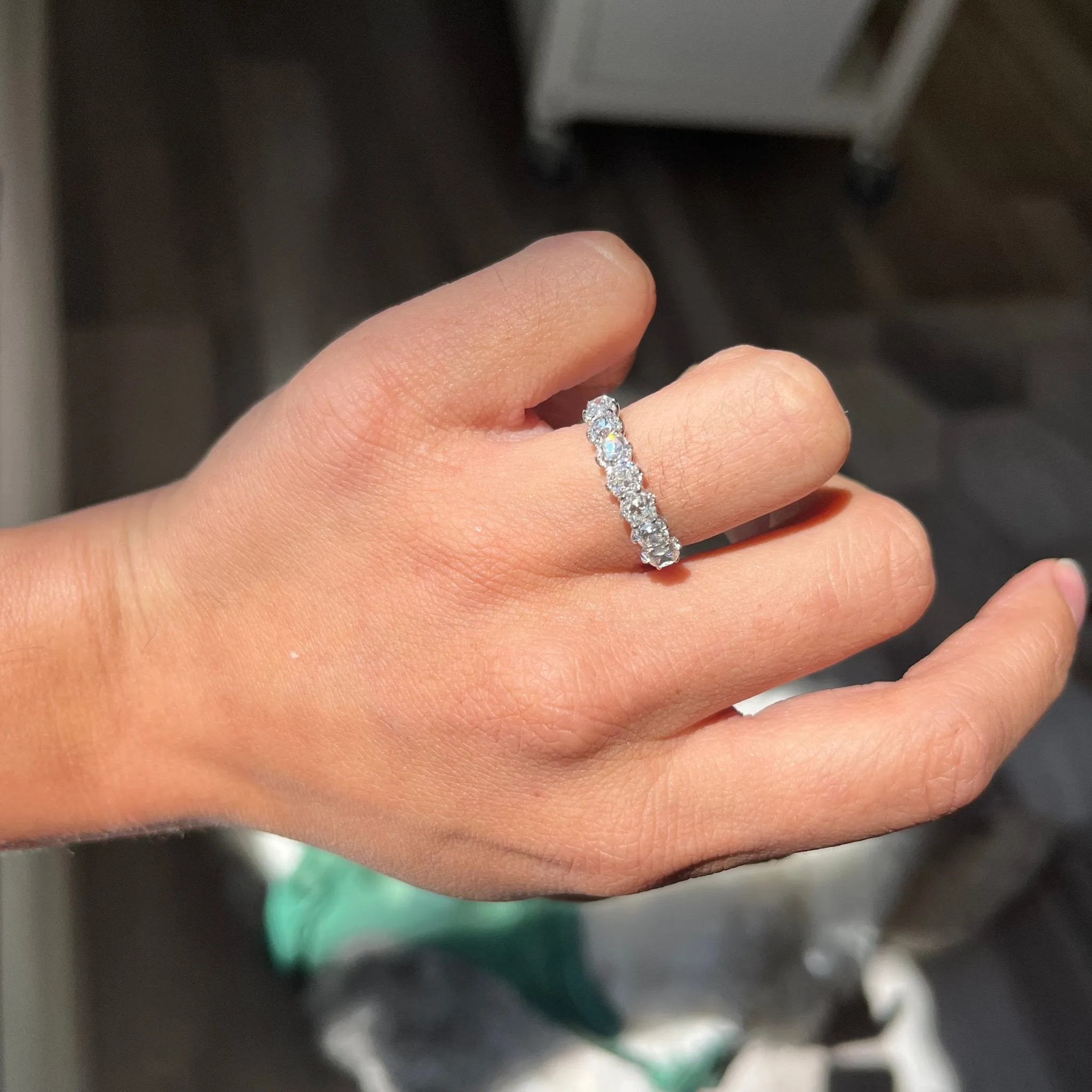 2.08ctw Old Mine Cut Diamond Half-Hoop Band