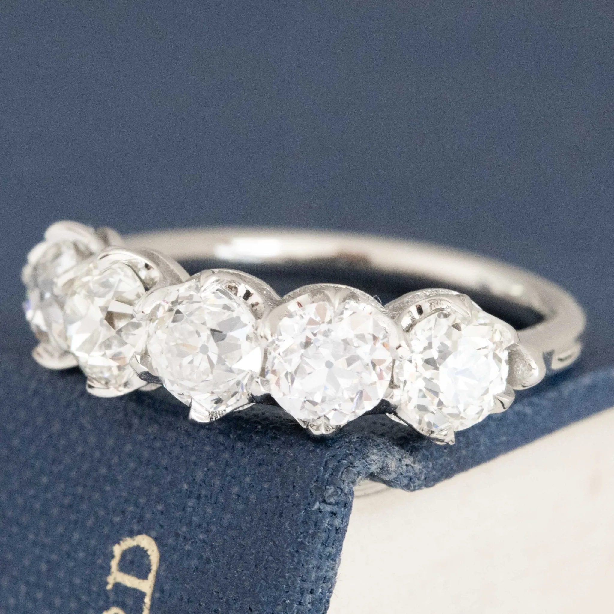 2.13ctw Old European Cut Diamond 5-Stone Band