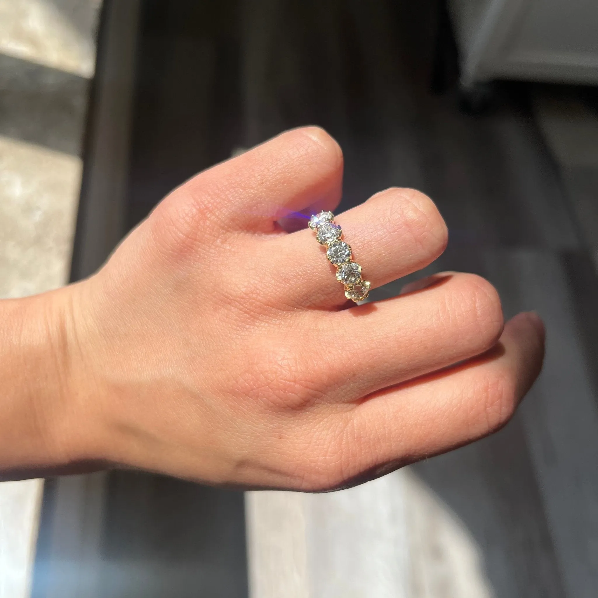 2.15ctw Old European Cut Diamond 5-Stone Band