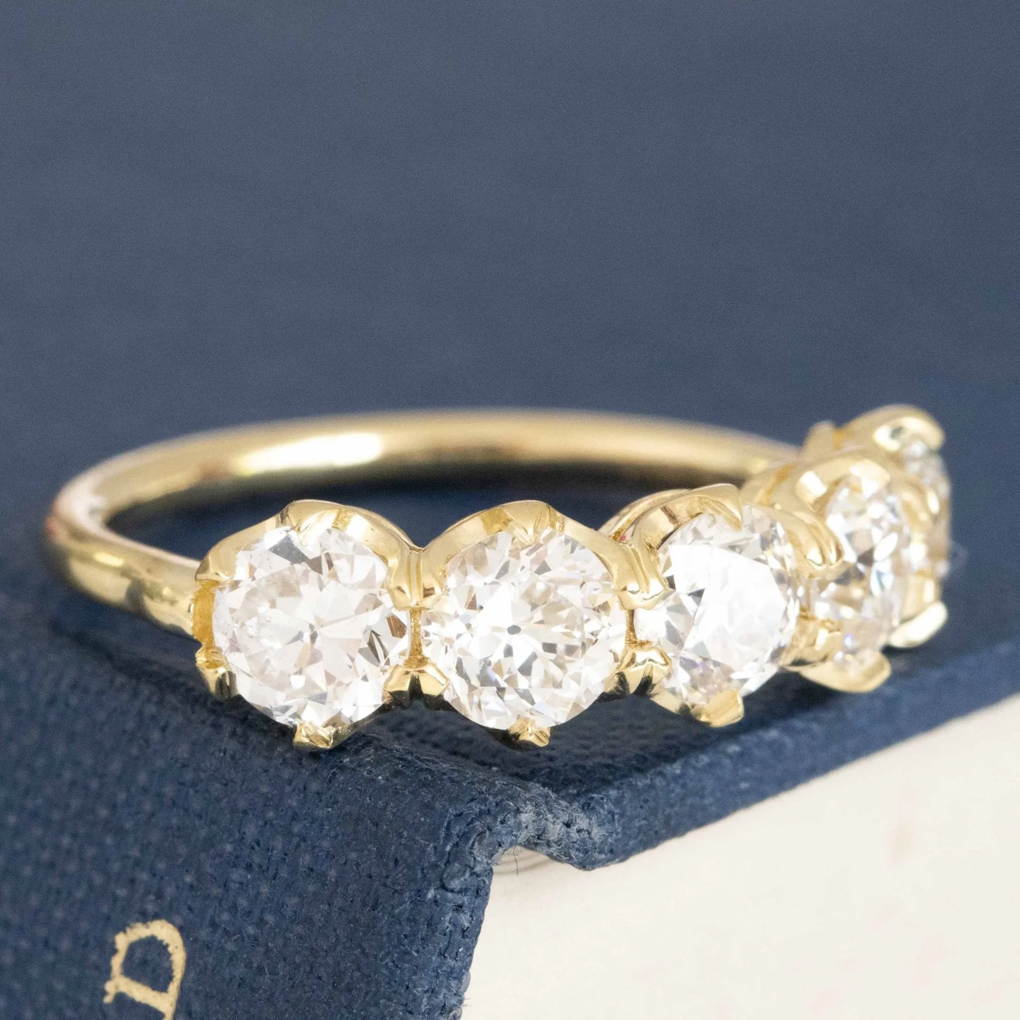 2.15ctw Old European Cut Diamond 5-Stone Band