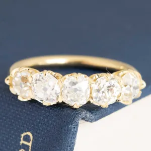 2.28ctw Old Mine Cut Diamond 5-Stone Band