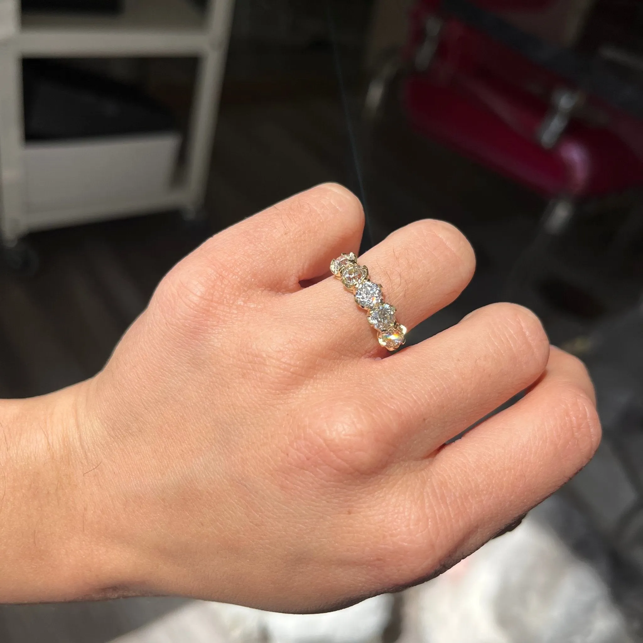 2.30ctw Old European Cut Diamond 5-Stone Band