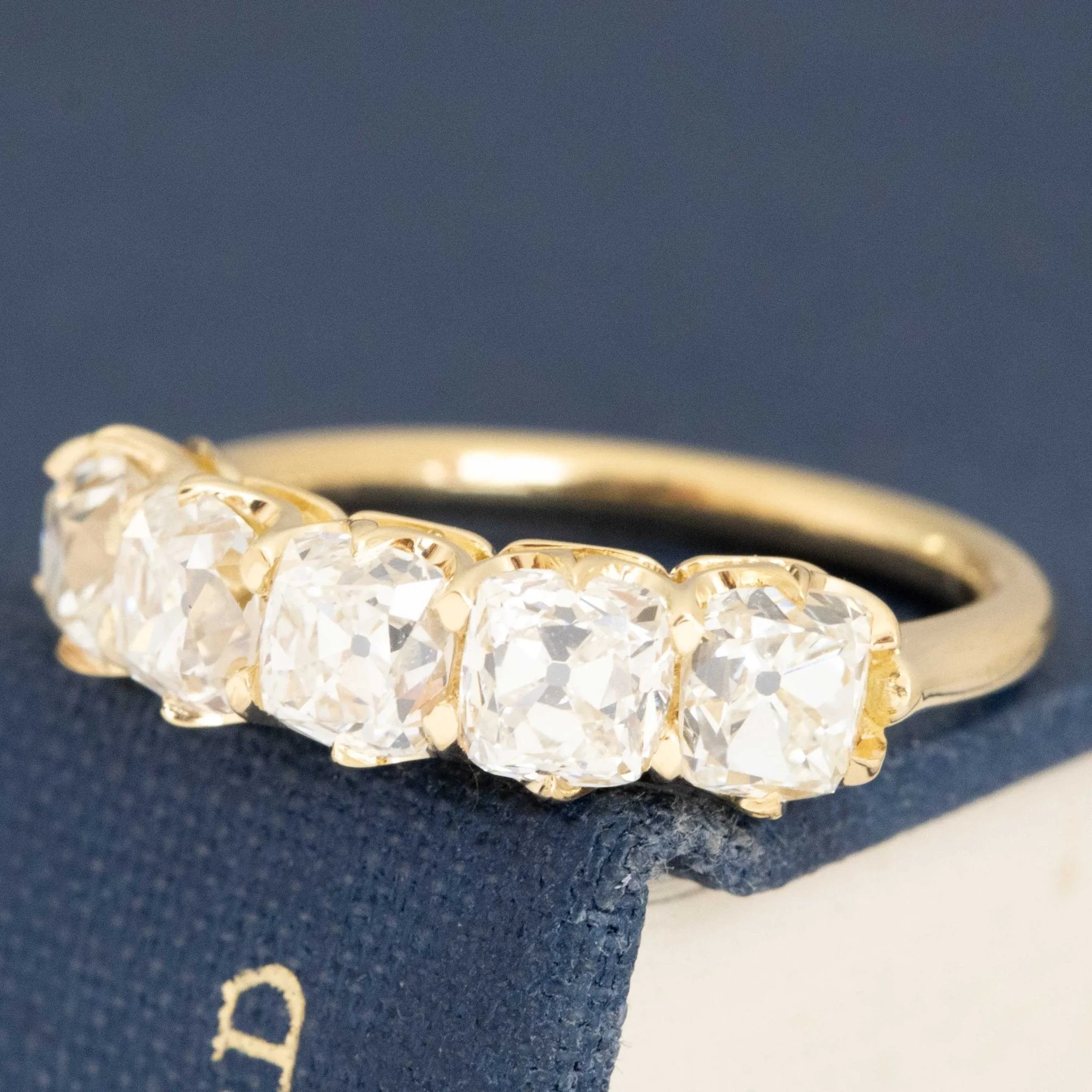 2.48ctw Old Mine Cut Diamond 5-Stone Band