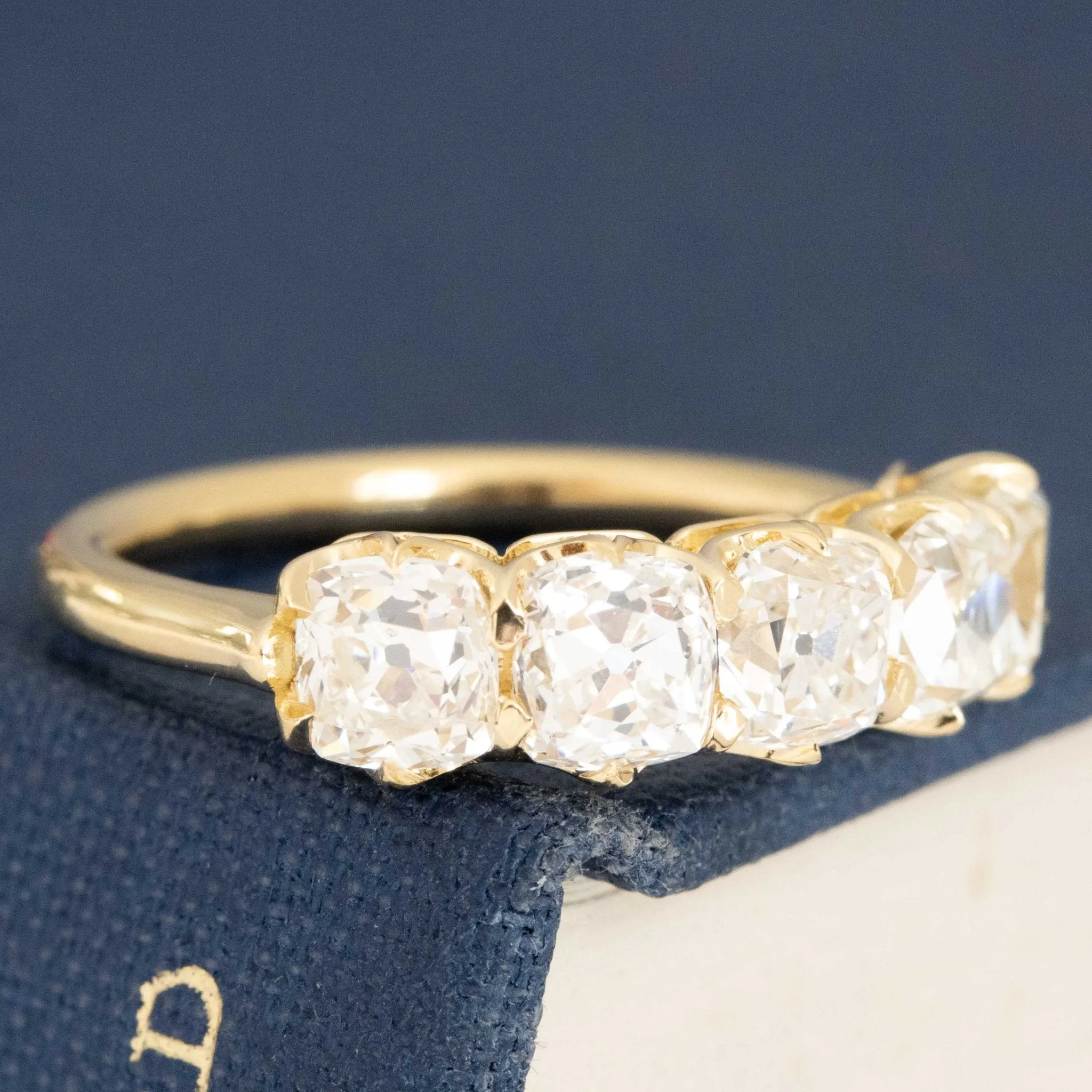2.48ctw Old Mine Cut Diamond 5-Stone Band