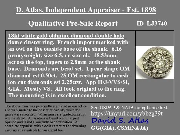 2.75ctw French Antique Cluster Dome Ring