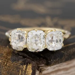 2.78ctw Old Mine Cut Diamond Trilogy Ring