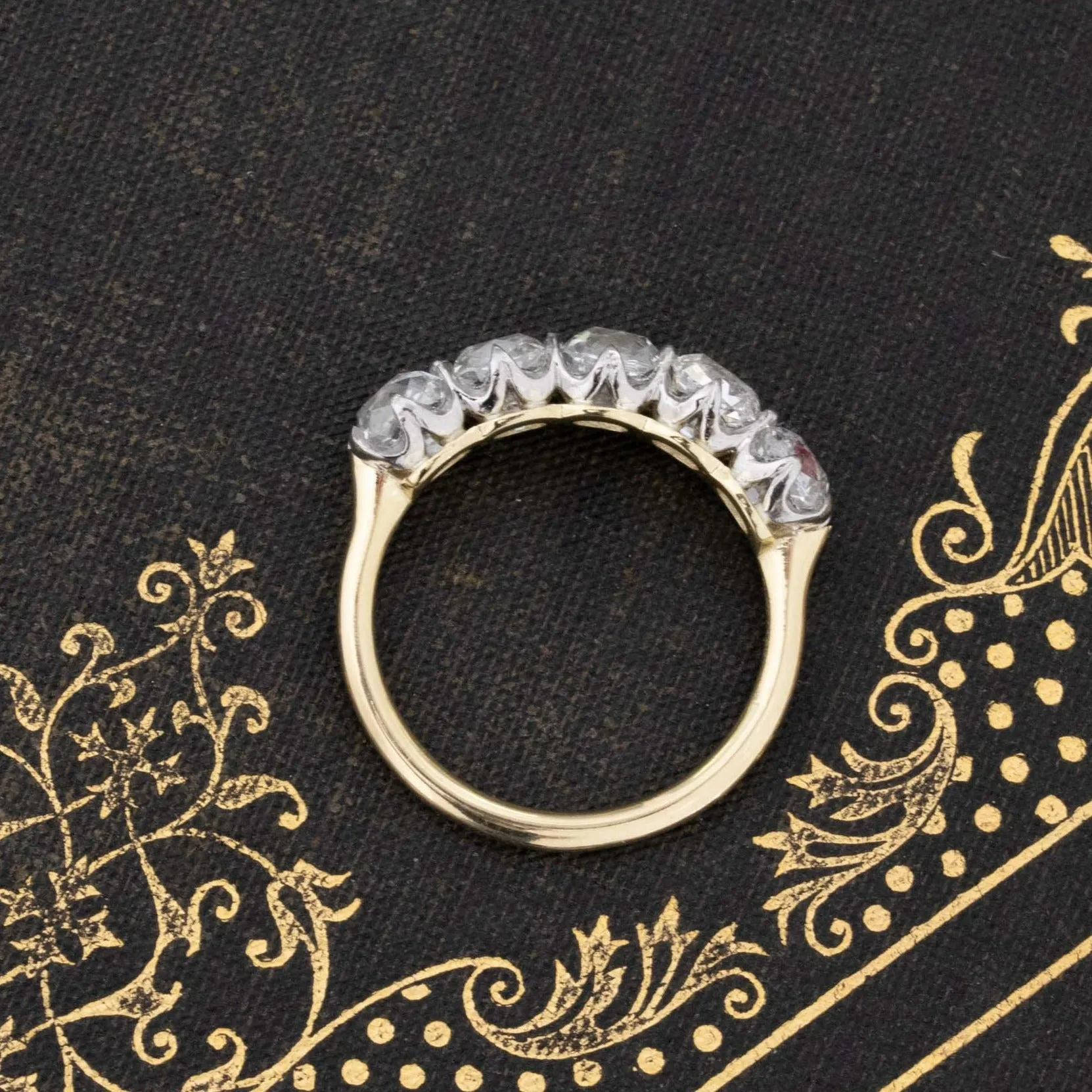 3.09ctw Old Mine Cut Diamond 5-Stone Band