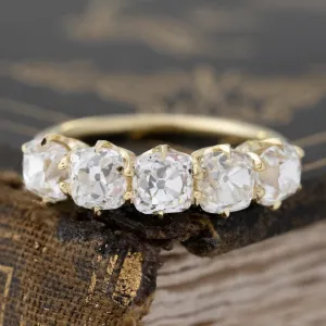 3.16ctw Old Mine Cut Diamond 5-Stone Band
