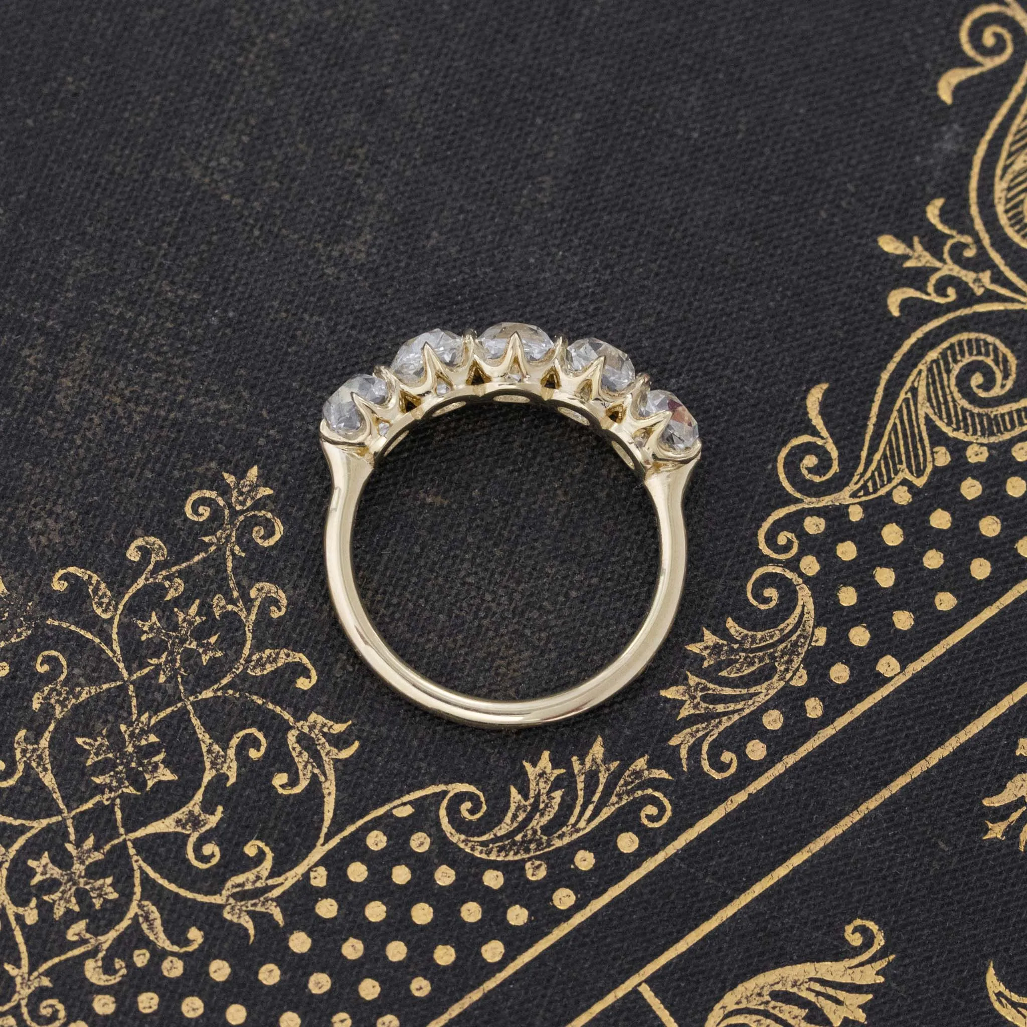 3.16ctw Old Mine Cut Diamond 5-Stone Band