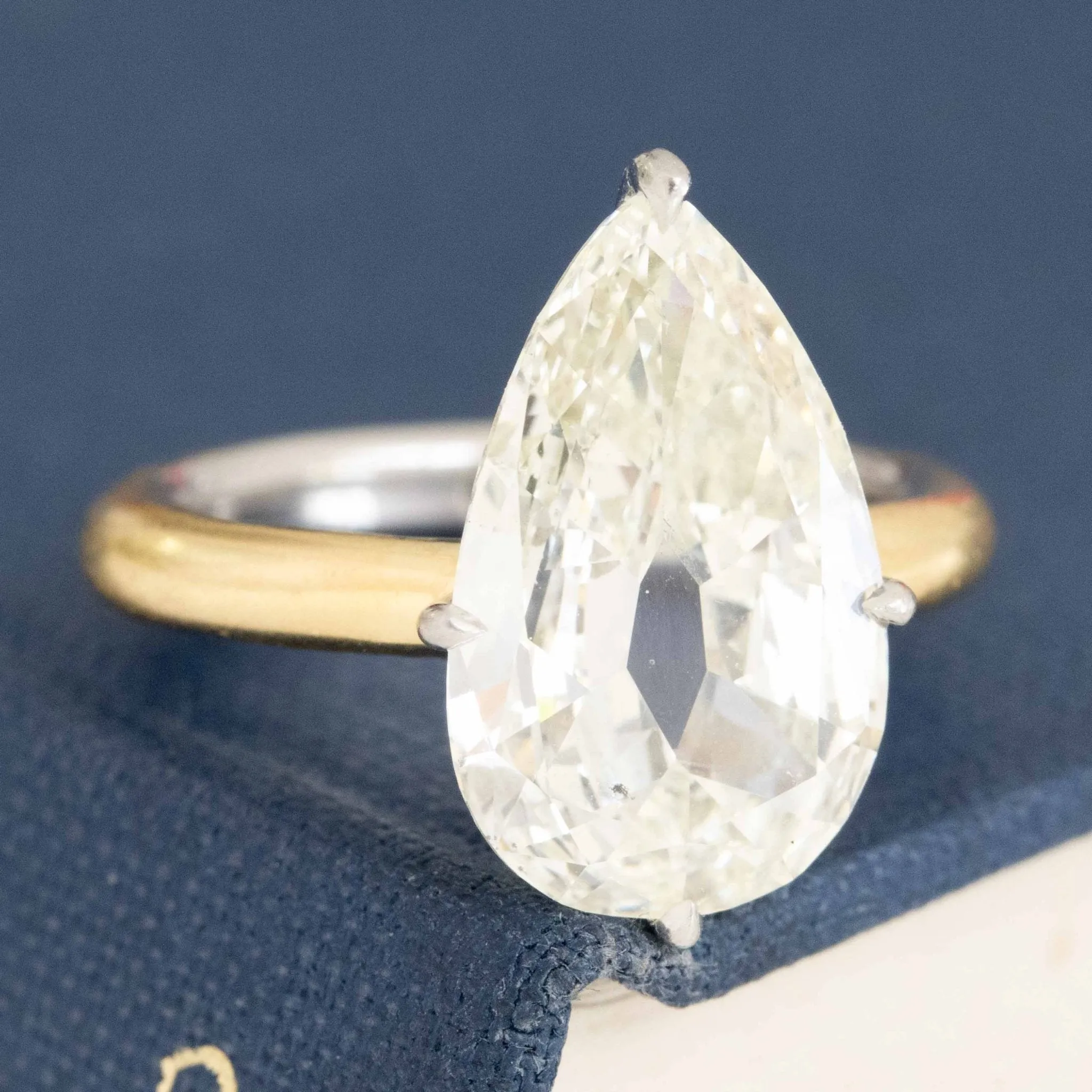 3.72ct Pear Cut Diamond Solitaire by Taffin