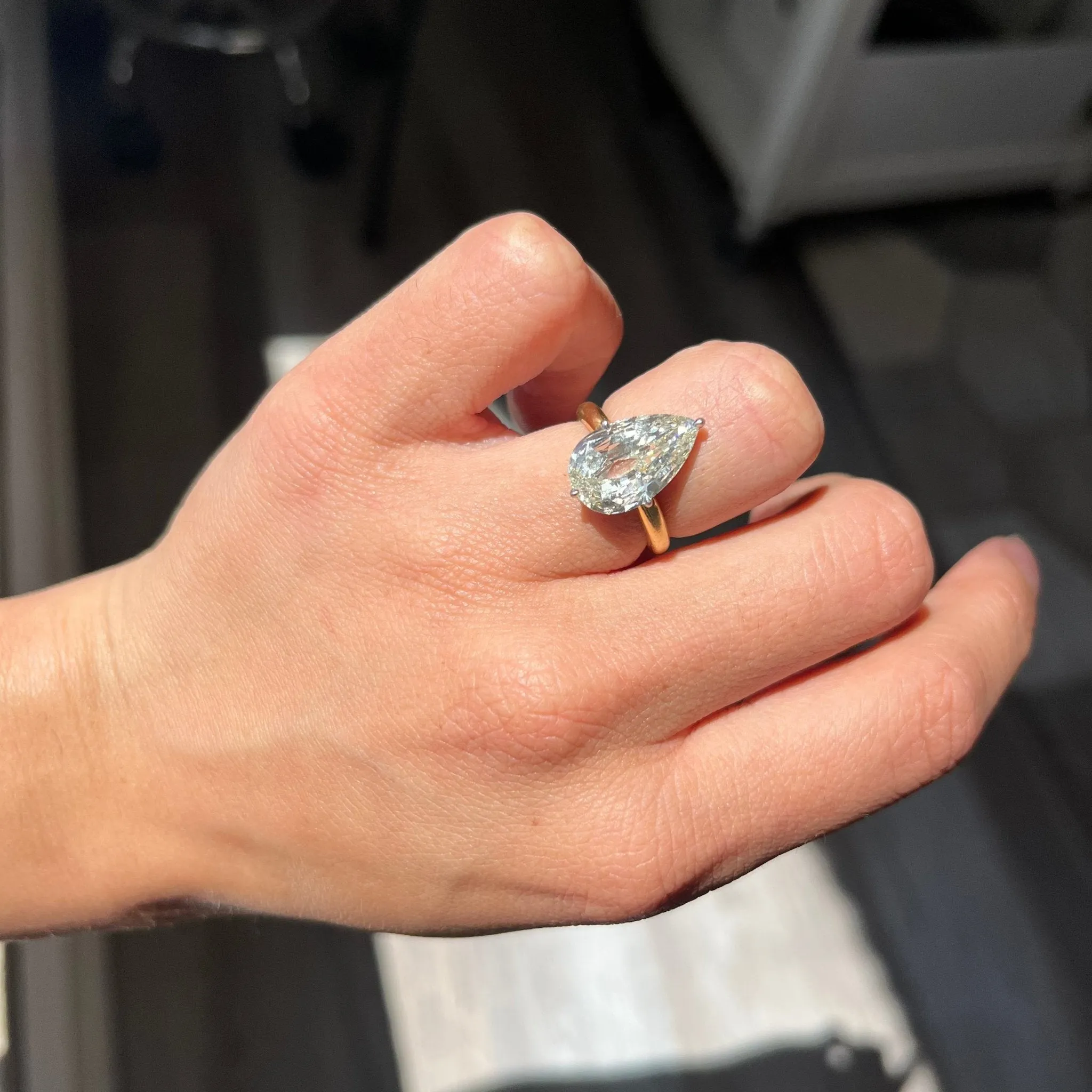 3.72ct Pear Cut Diamond Solitaire by Taffin