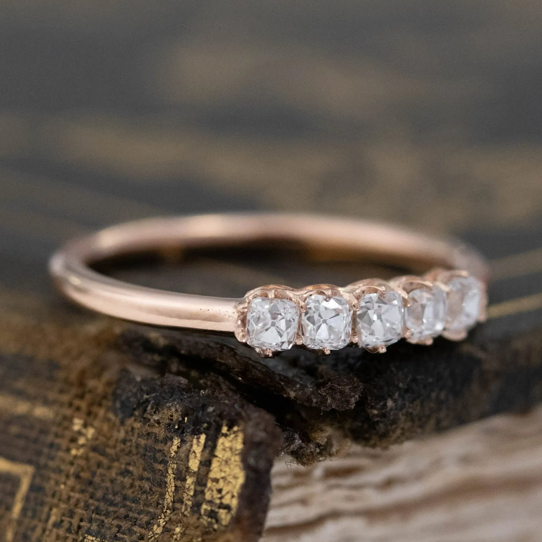 .38ctw Petite Old Mine Cut Diamond Band