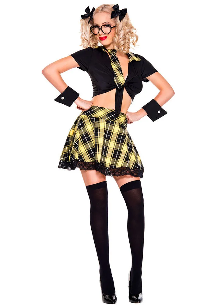 5 Pieces Yellow Plaid Detention Hottie Costume