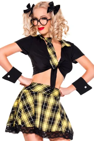 5 Pieces Yellow Plaid Detention Hottie Costume