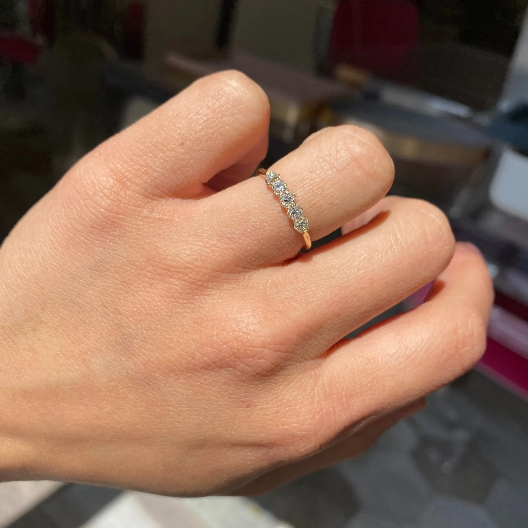 .55ctw Petite Old Mine Cut Diamond 5-Stone Band