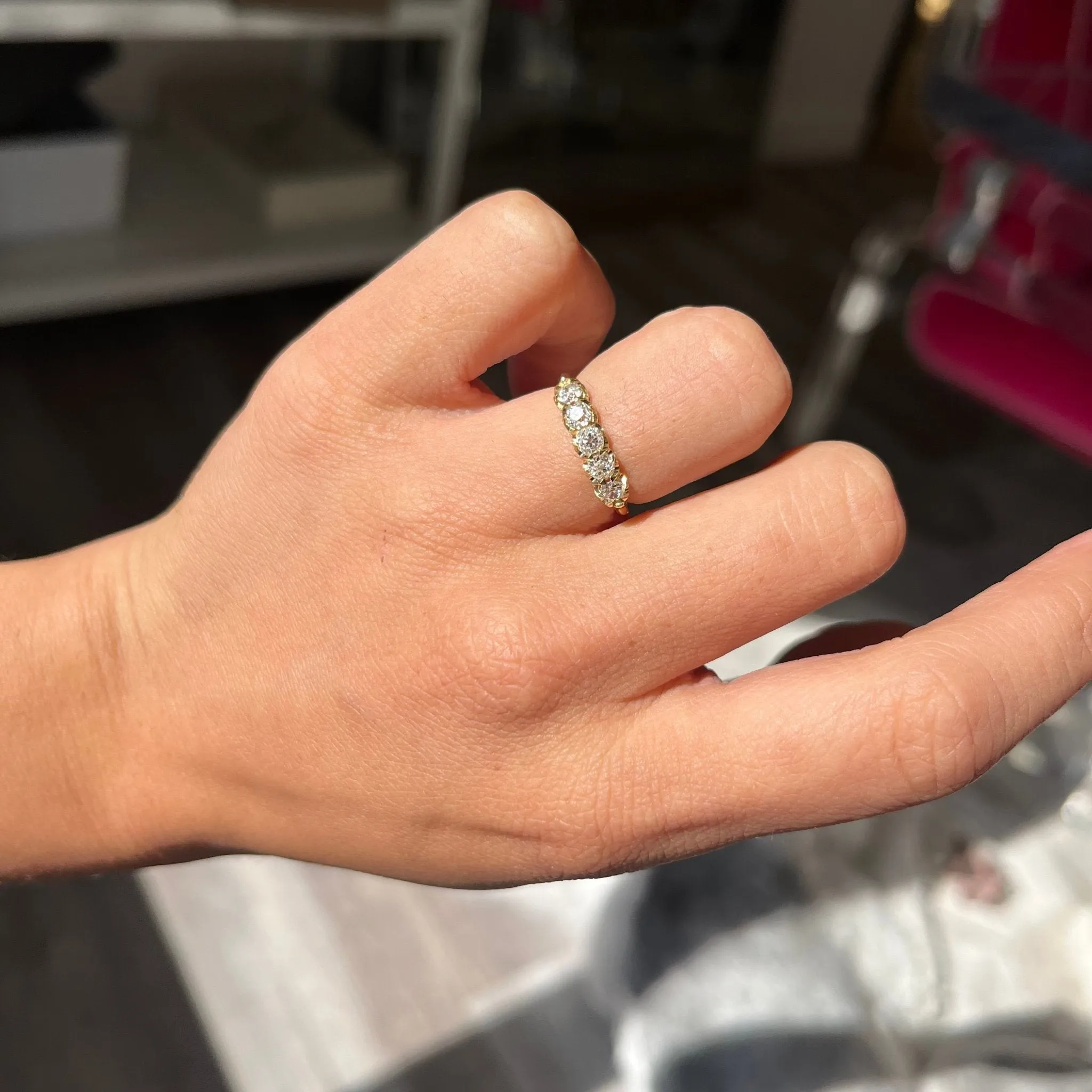 .58ctw Petite Old European Cut Diamond 5-Stone Band