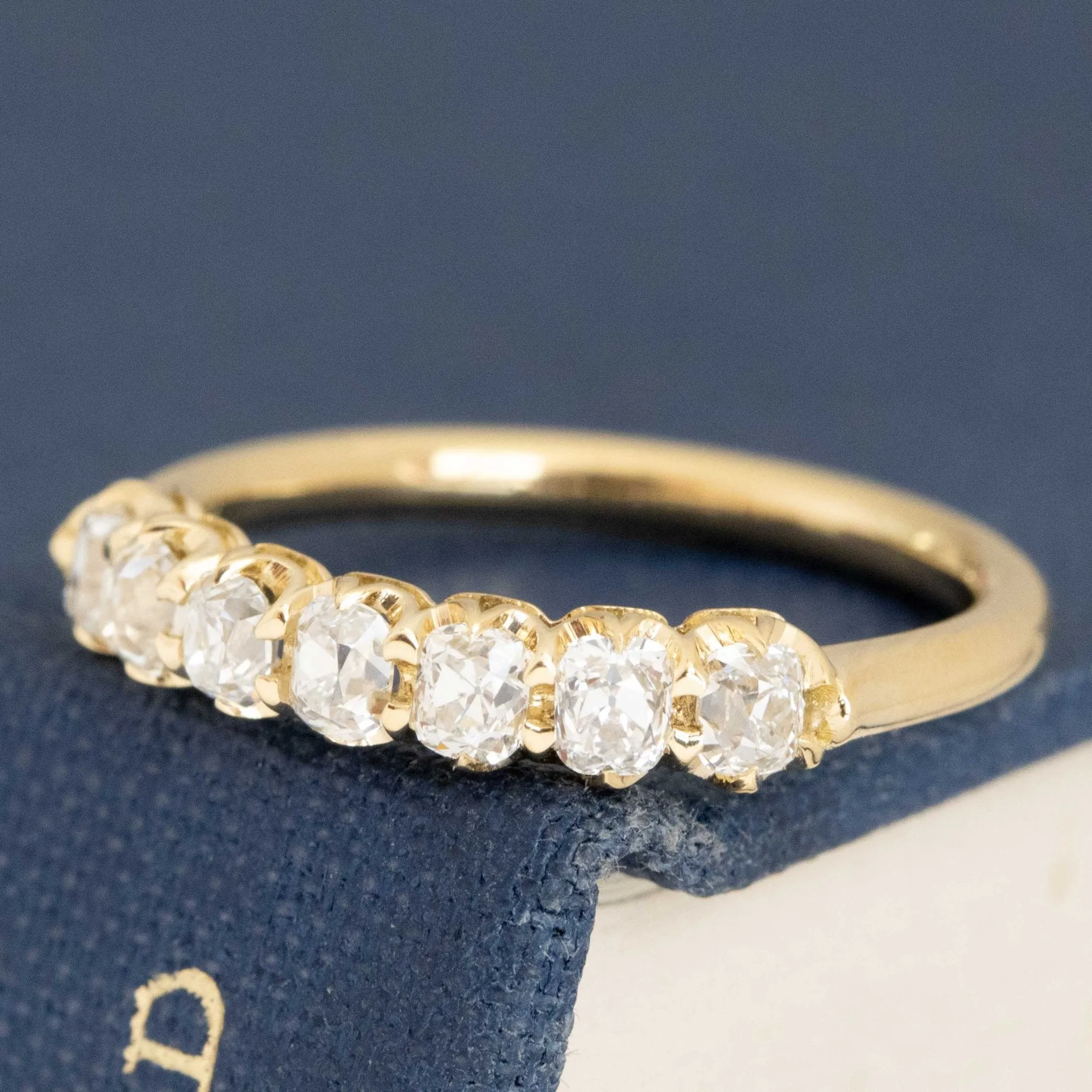 .58ctw Petite Old Mine Cut Diamond Half-Hoop Band