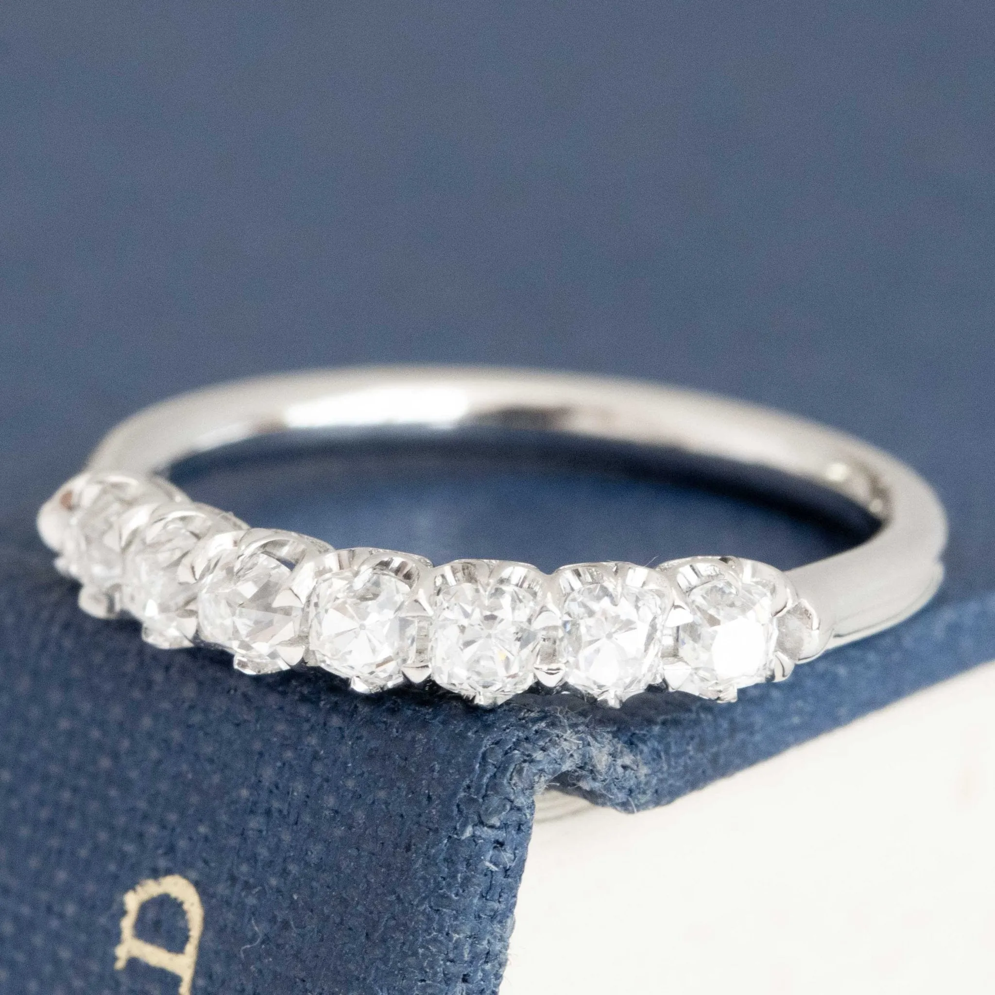 .58ctw Petite Old Mine Cut Diamond Half-Hoop Band