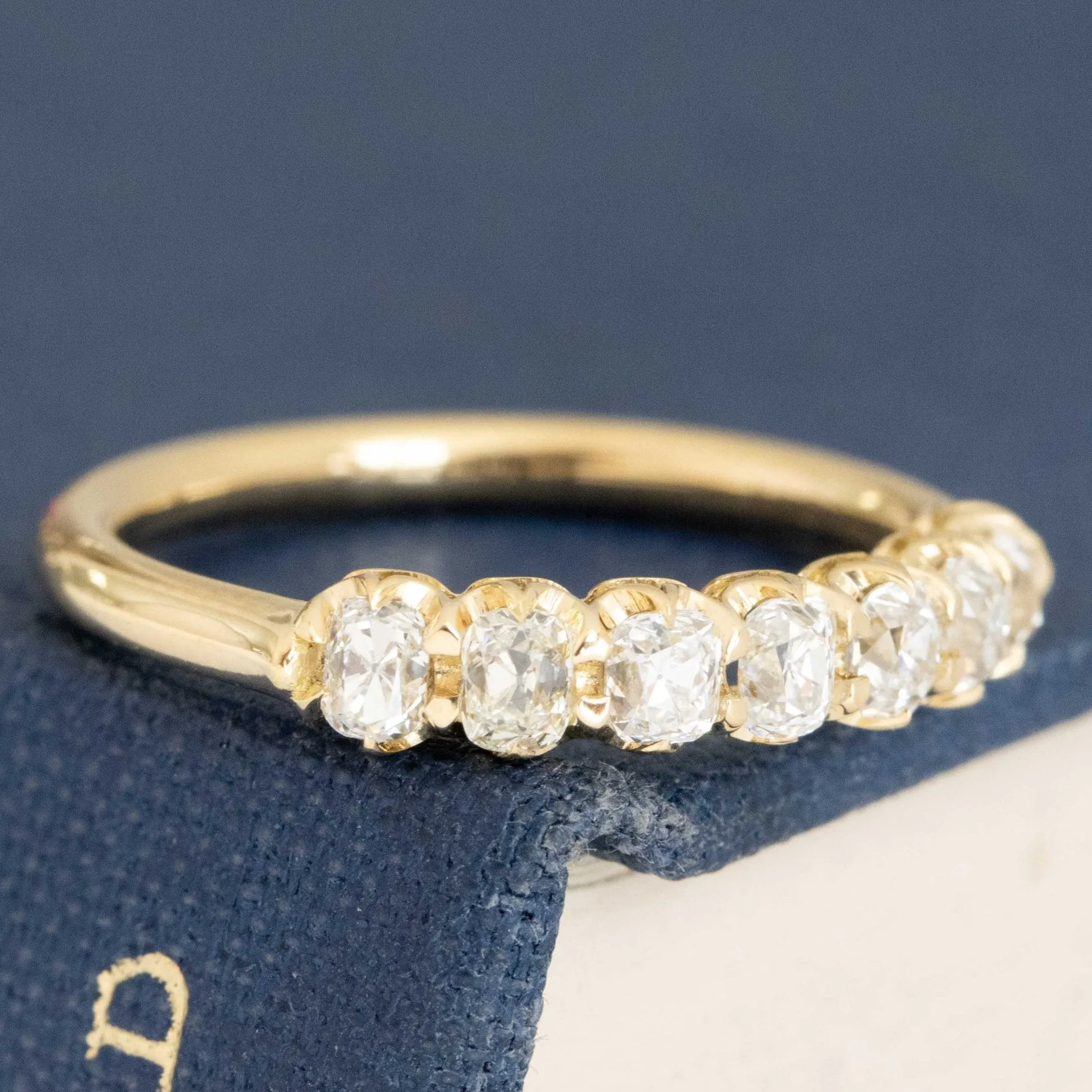 .58ctw Petite Old Mine Cut Diamond Half-Hoop Band