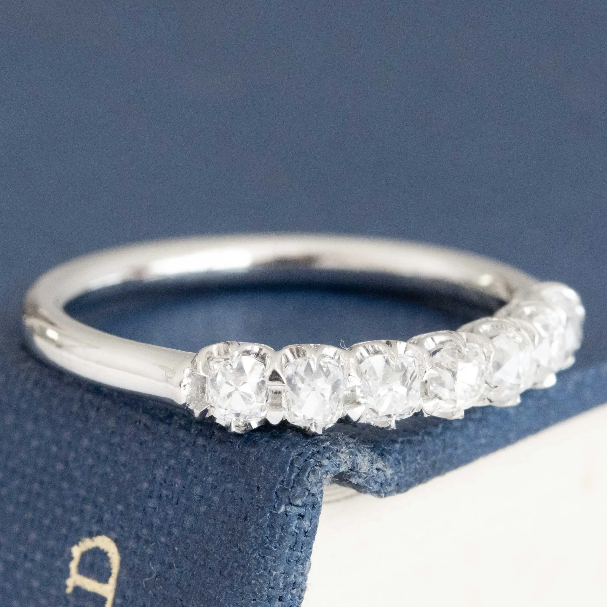 .58ctw Petite Old Mine Cut Diamond Half-Hoop Band