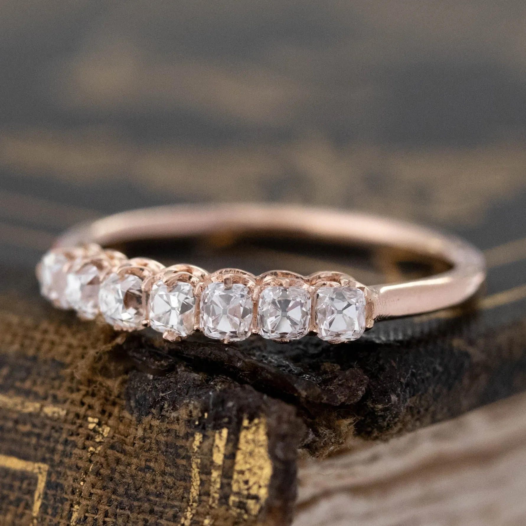 .60ctw Petite Old Mine Cut 7-Stone Diamond Band