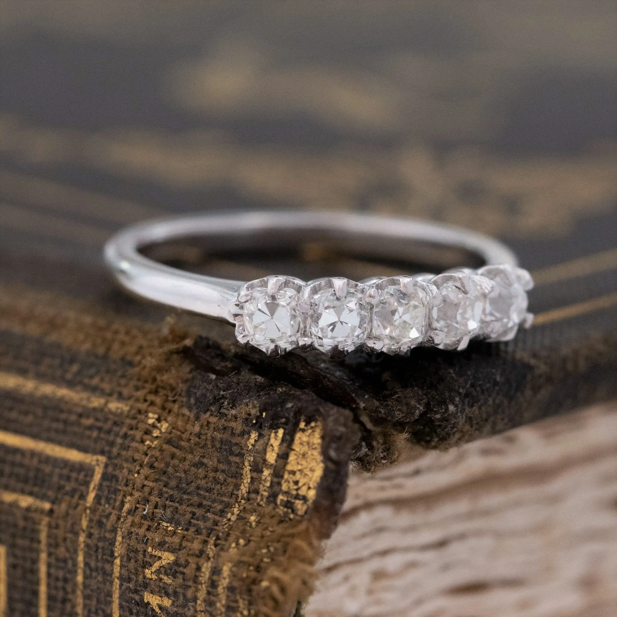 .60ctw Petite Old Mine Cut Diamond 5-Stone Band