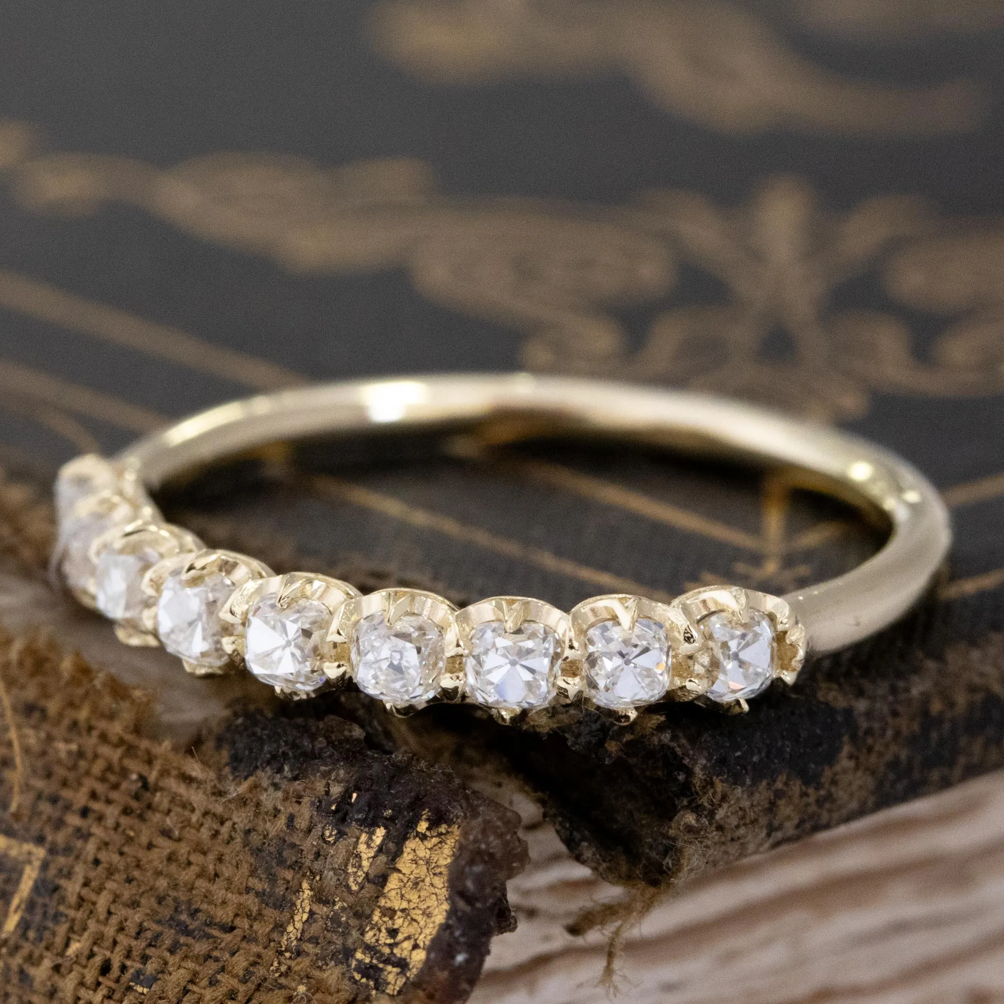 .61ctw Petite Old Mine Cut Diamond Half-Hoop Band