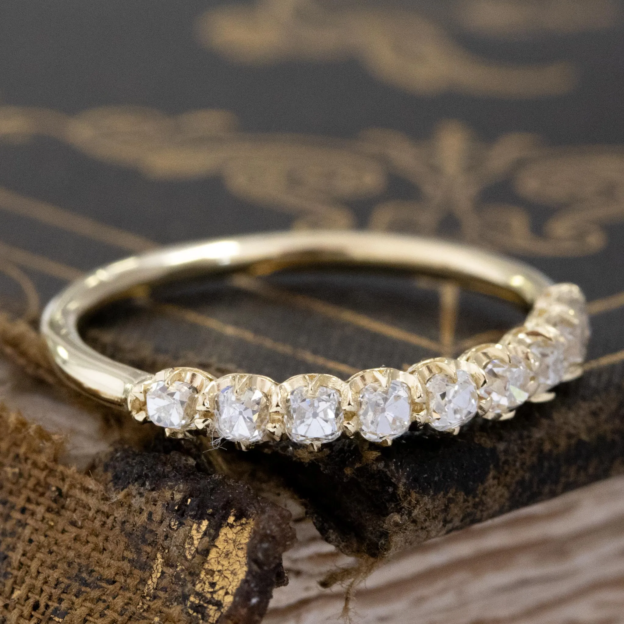 .61ctw Petite Old Mine Cut Diamond Half-Hoop Band