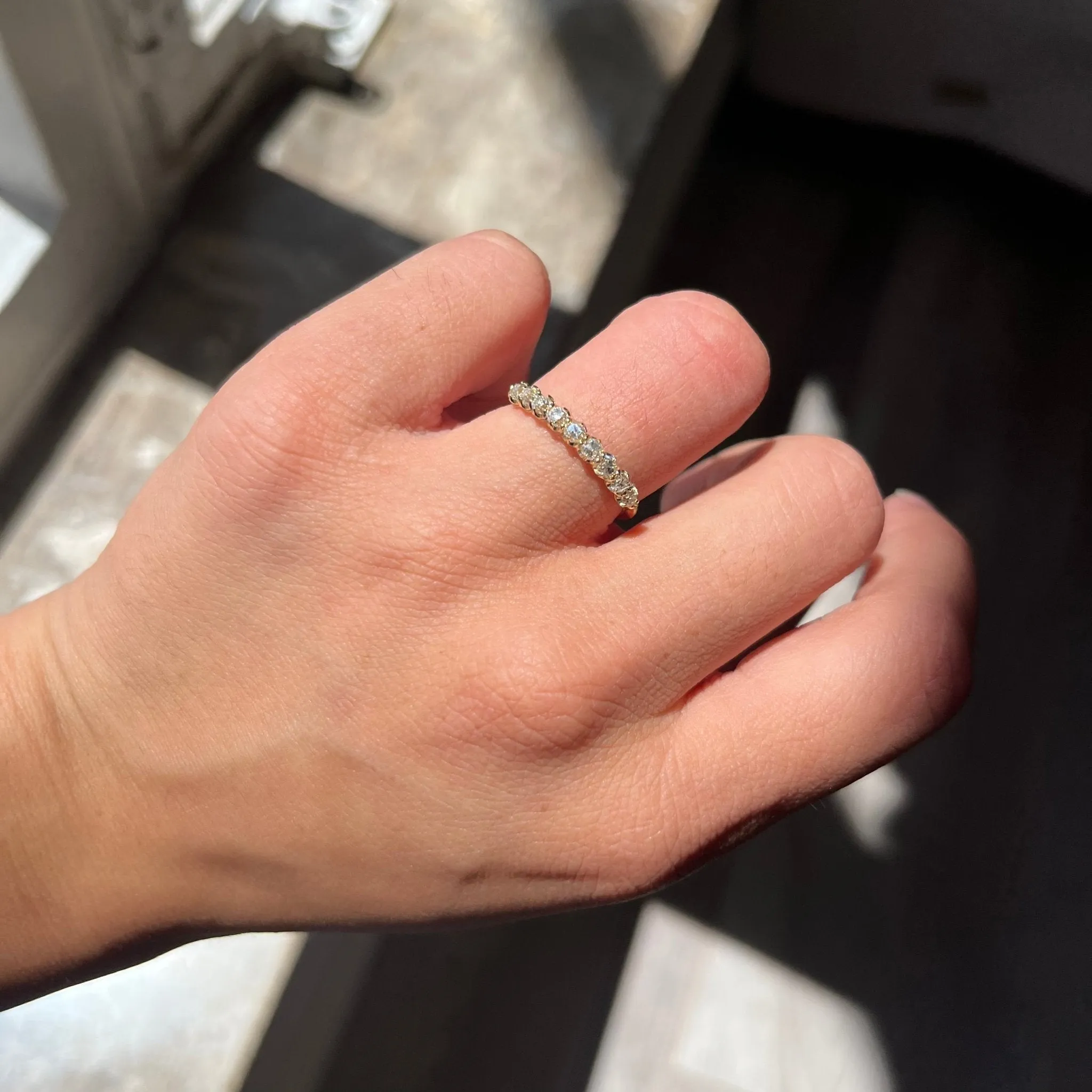 .61ctw Petite Old Mine Cut Diamond Half-Hoop Band