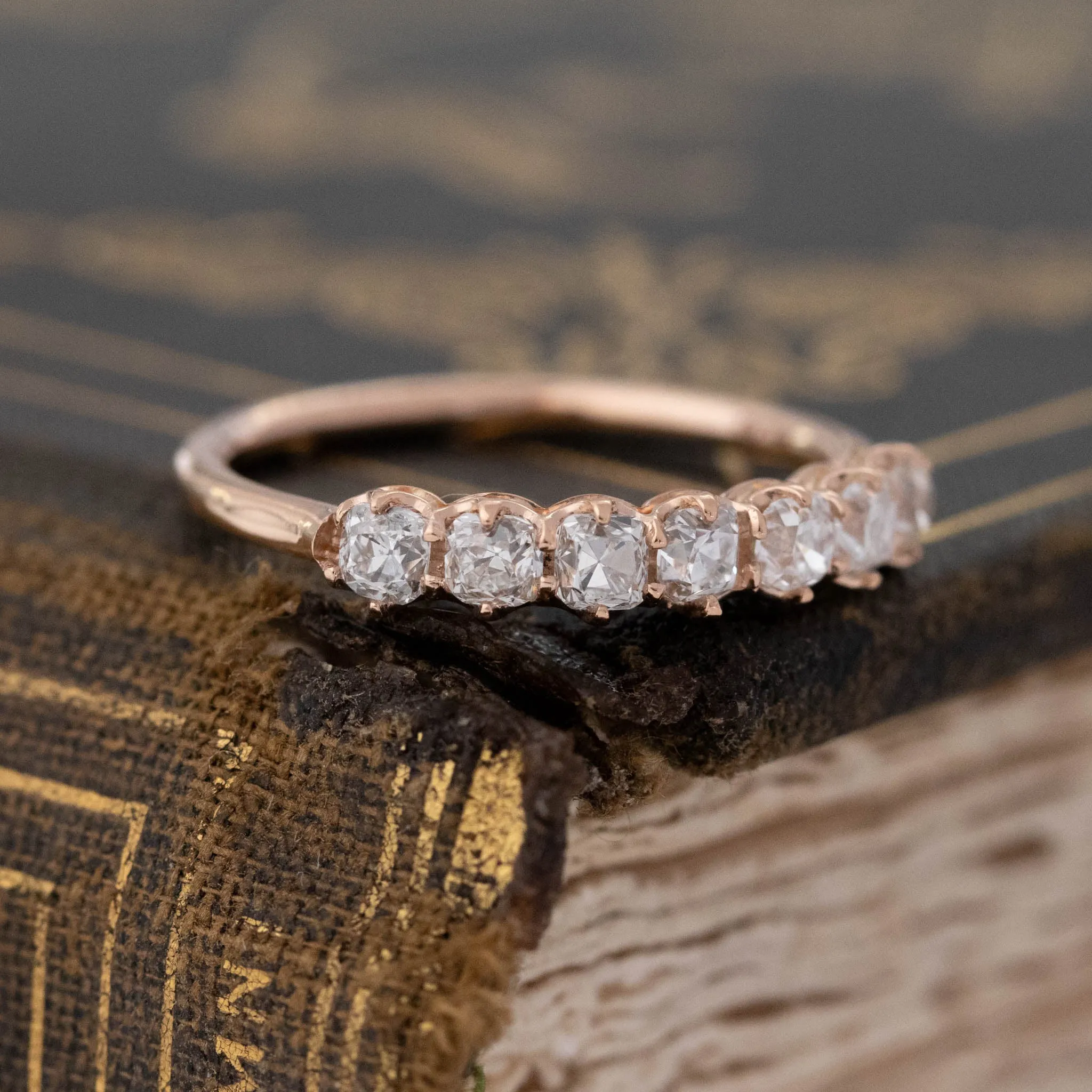 .65ctw Petite Old Mine Cut Diamond 7-Stone Band