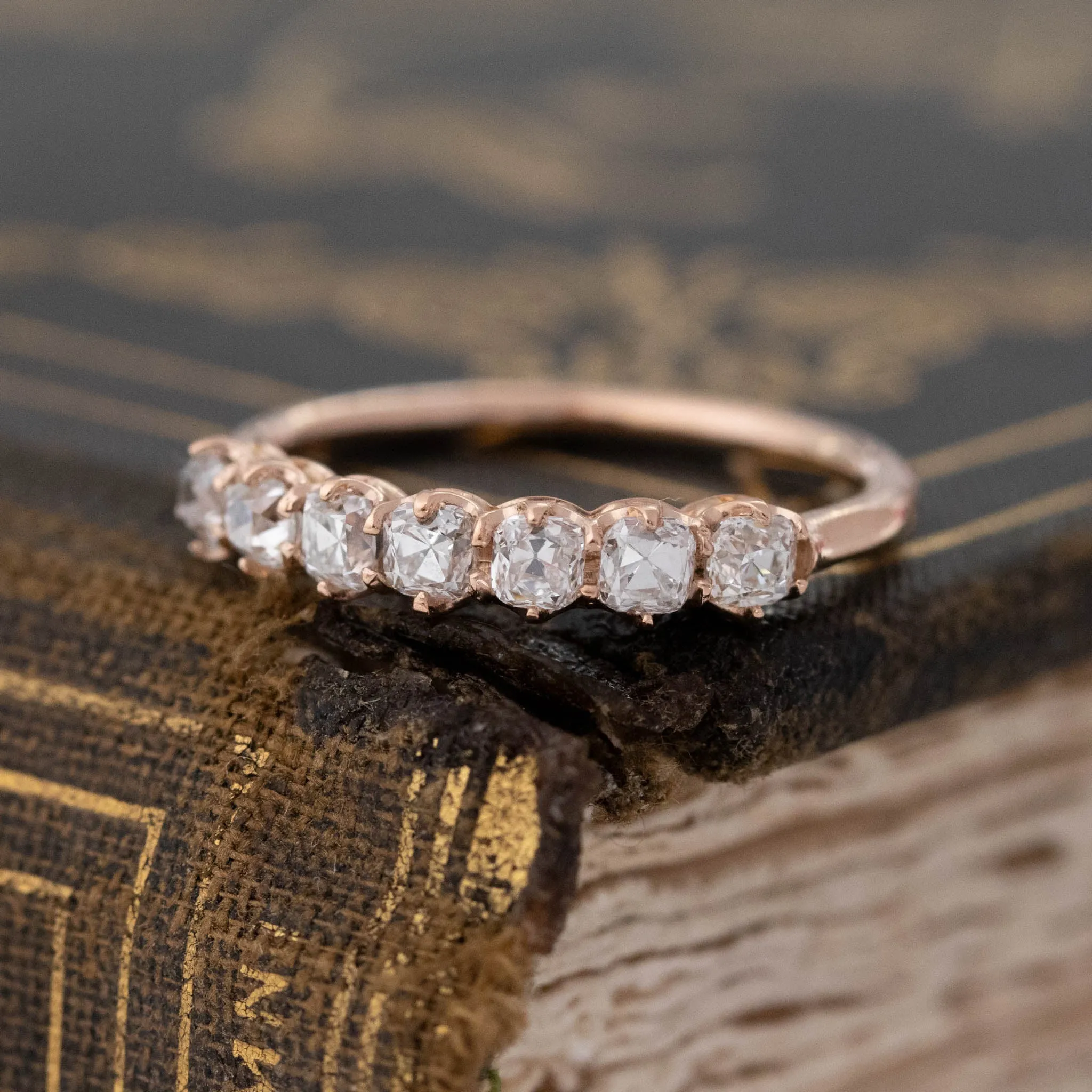 .65ctw Petite Old Mine Cut Diamond 7-Stone Band