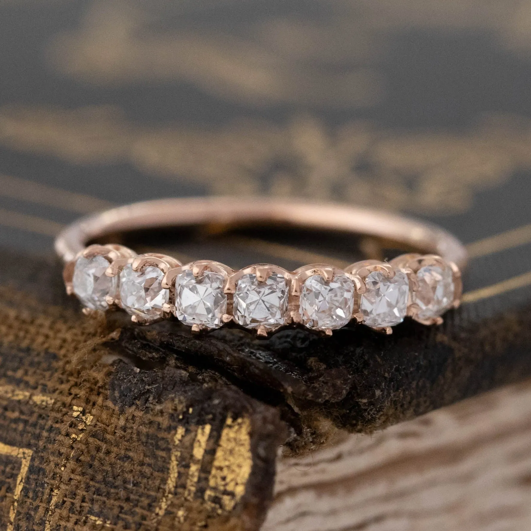 .65ctw Petite Old Mine Cut Diamond 7-Stone Band